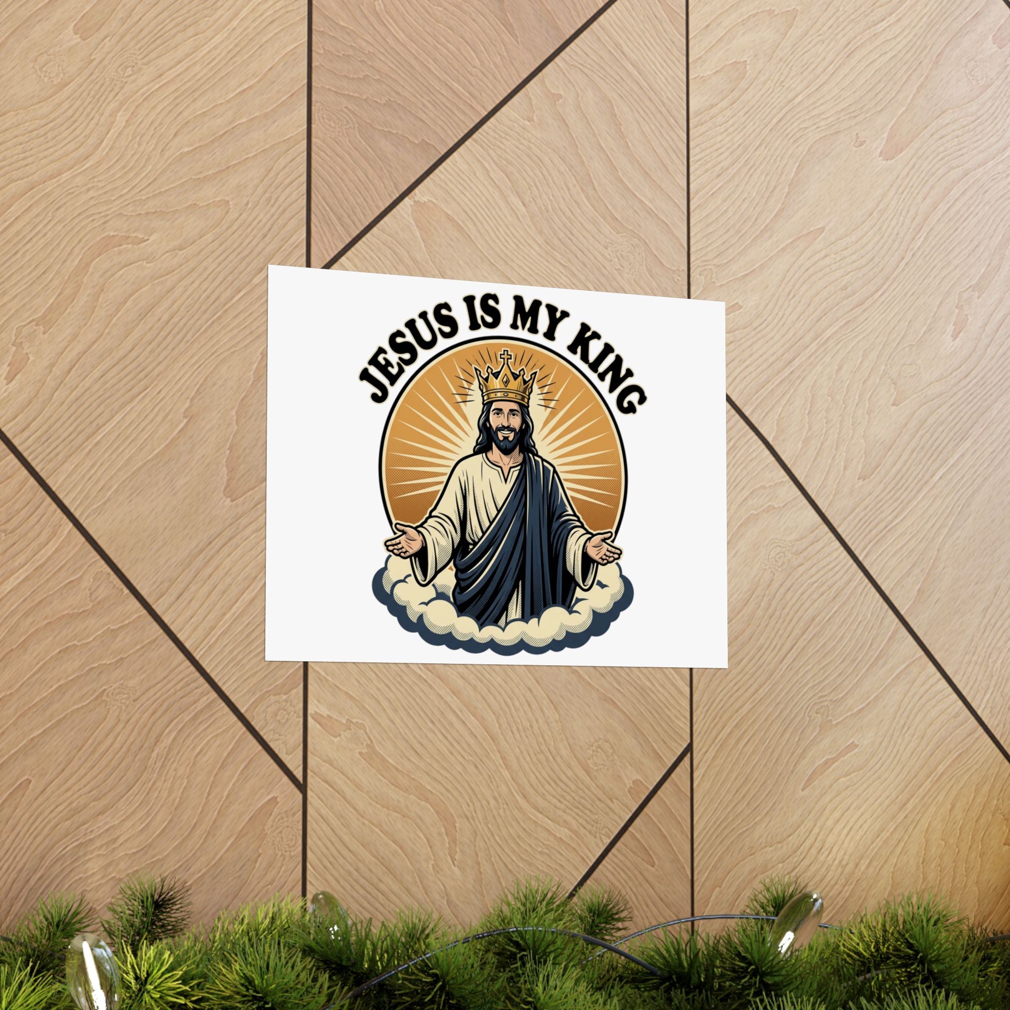 Jesus Is My King Poster — Crowned Christ Wall Art for Christian Home & Church Decor