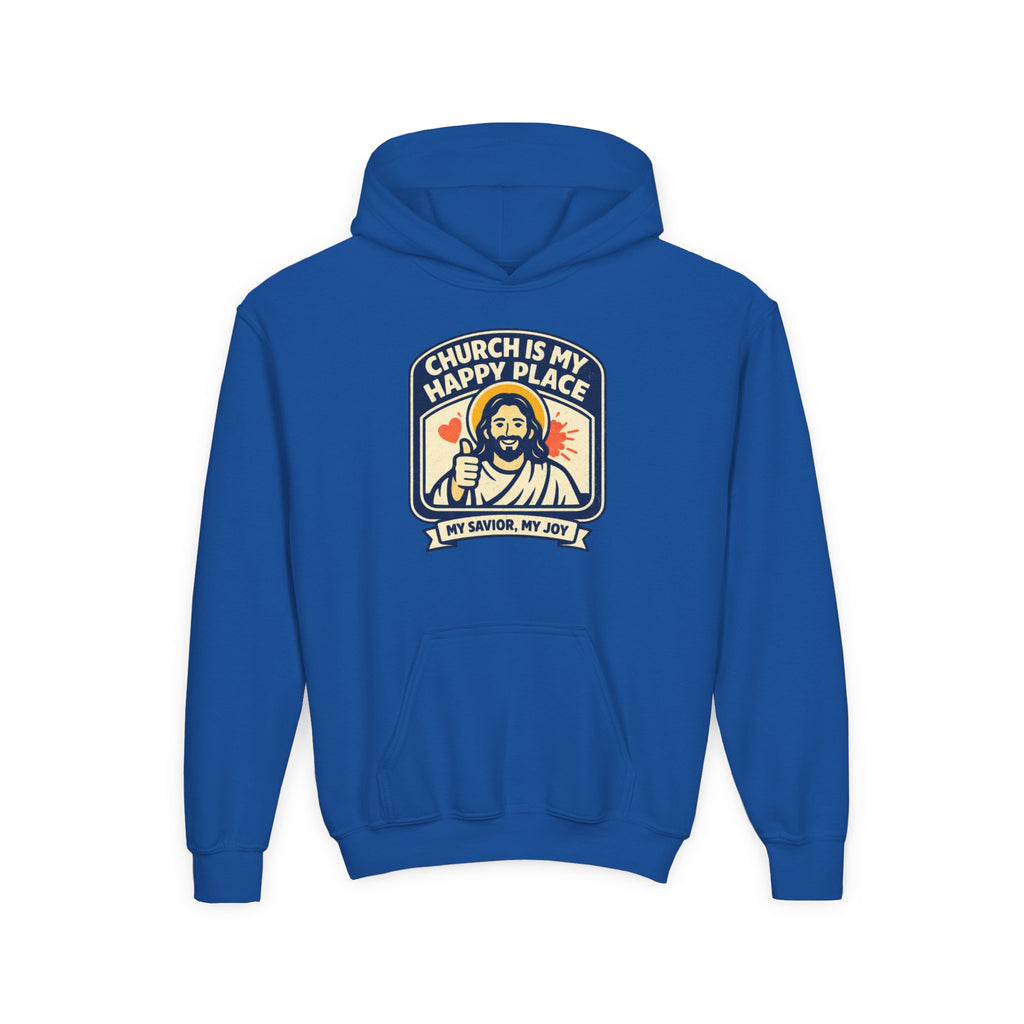 "Church Is My Happy Place" Youth Jesus Graphic Christian Sweatshirt