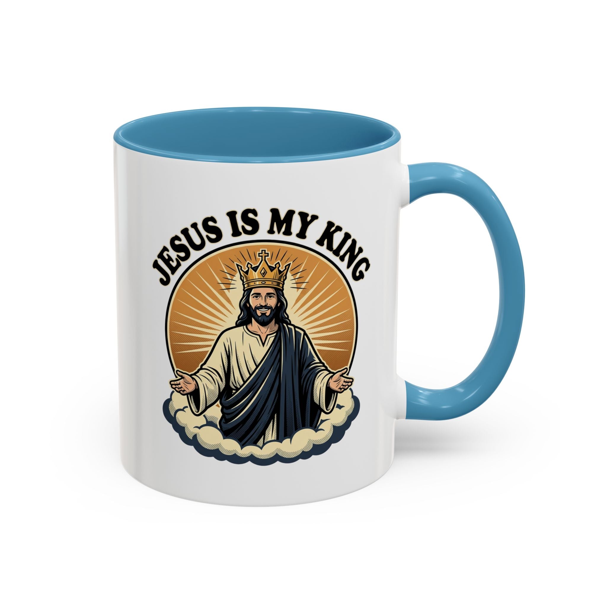 Jesus Is My King Accent Coffee Mug — Christian Religious Ceramic Mug (11/15oz)