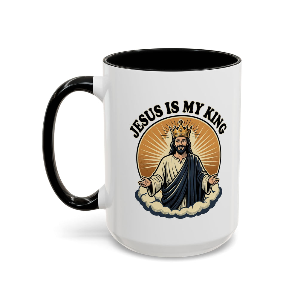 Jesus Is My King Accent Coffee Mug — Christian Religious Ceramic Mug (11/15oz)