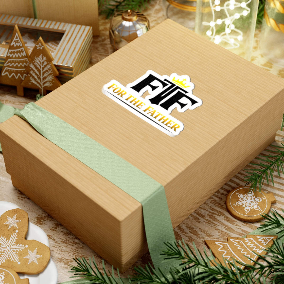 For The Father (FTF) Kiss-Cut Sticker — Christian Crown Logo Sticker for Laptops, Bibles & Gifts