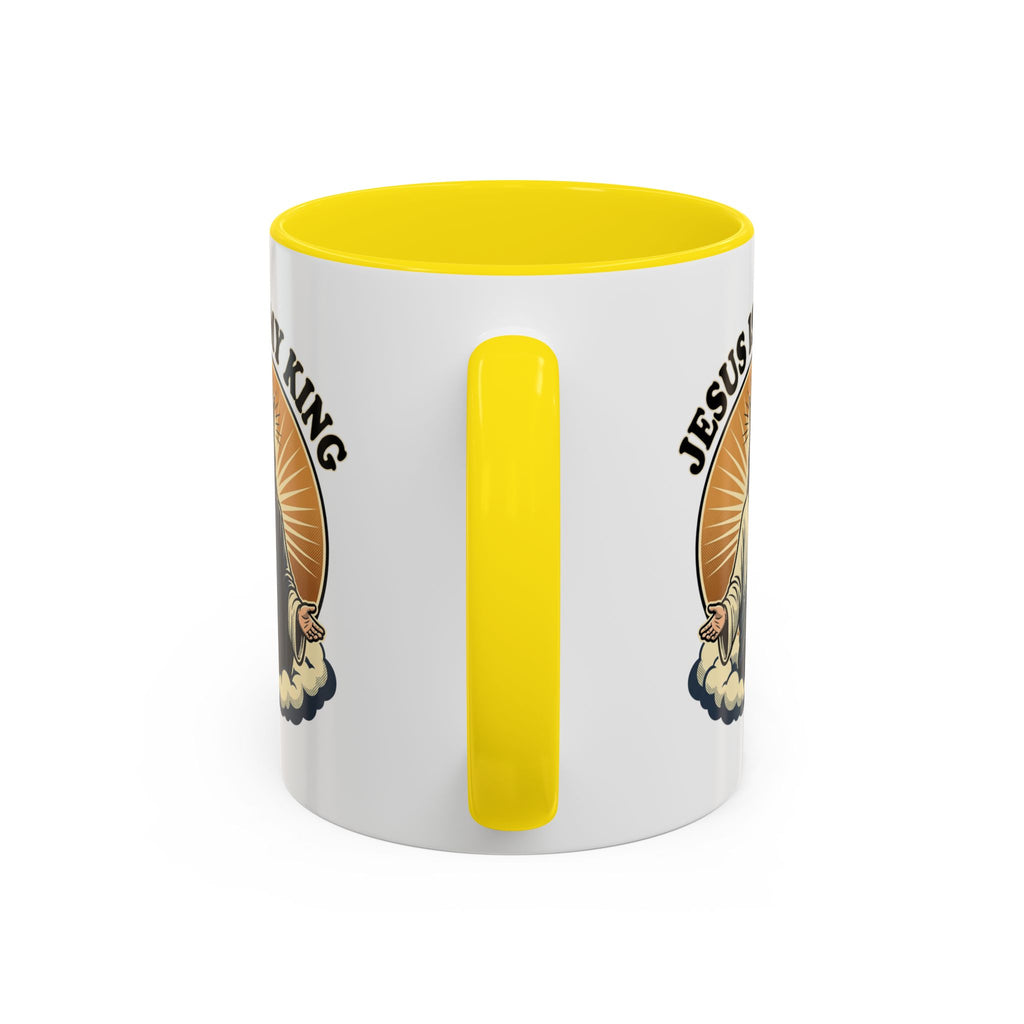 Jesus Is My King Accent Coffee Mug — Christian Religious Ceramic Mug (11/15oz)
