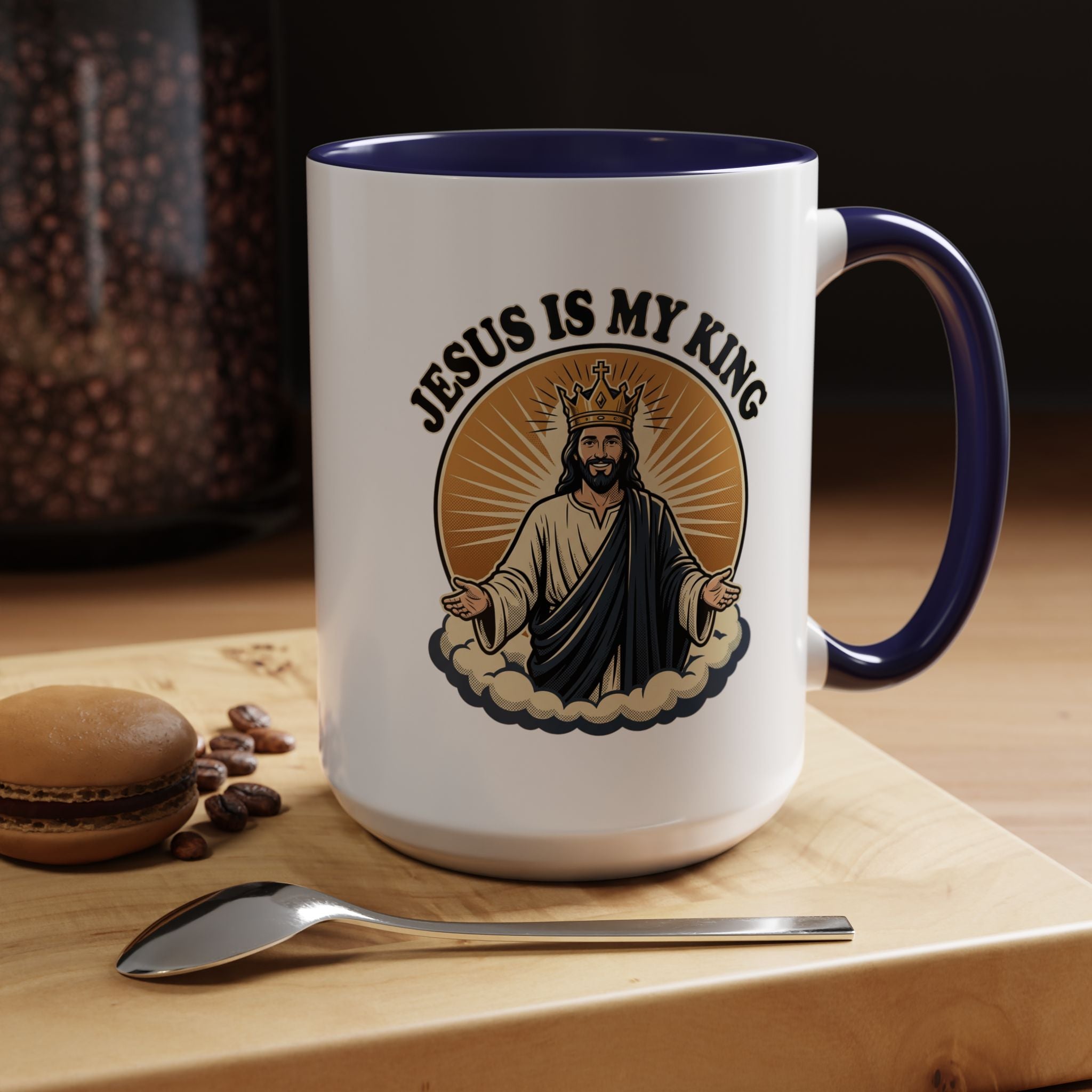 Jesus Is My King Accent Coffee Mug — Christian Religious Ceramic Mug (11/15oz)