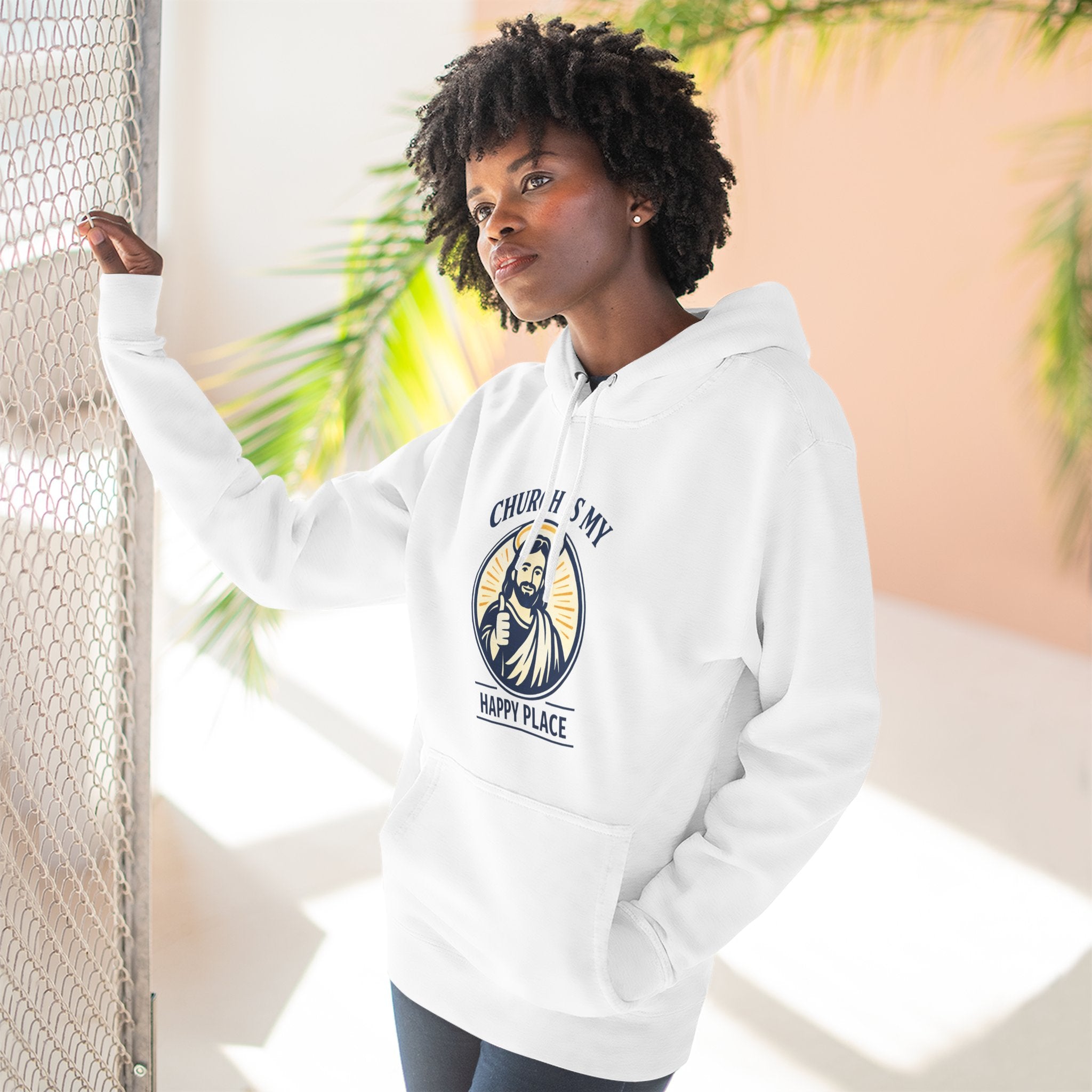 Church Is My Happy Place Hoodie - Christian Faith Graphic Hoodie