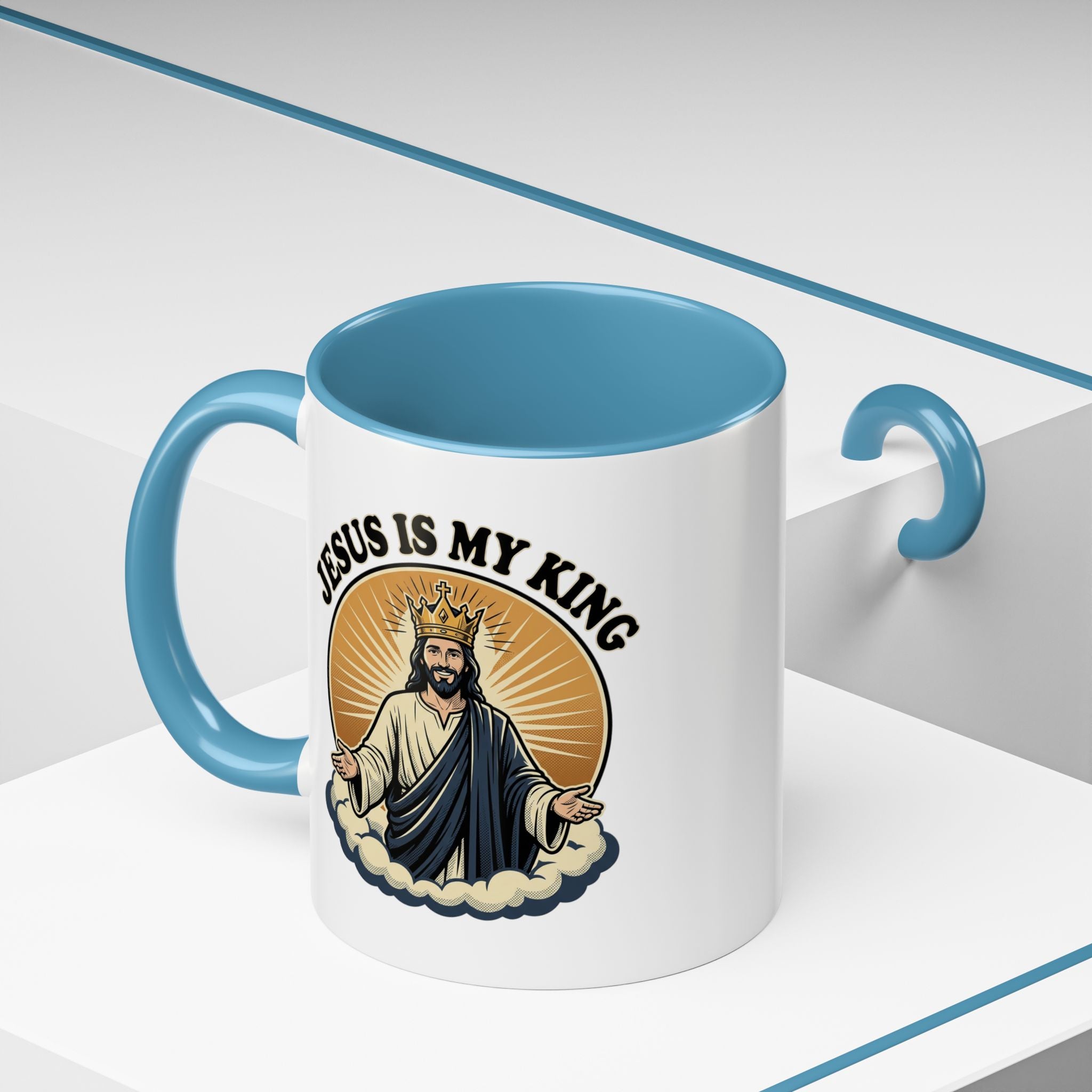 Jesus Is My King Accent Coffee Mug — Christian Religious Ceramic Mug (11/15oz)