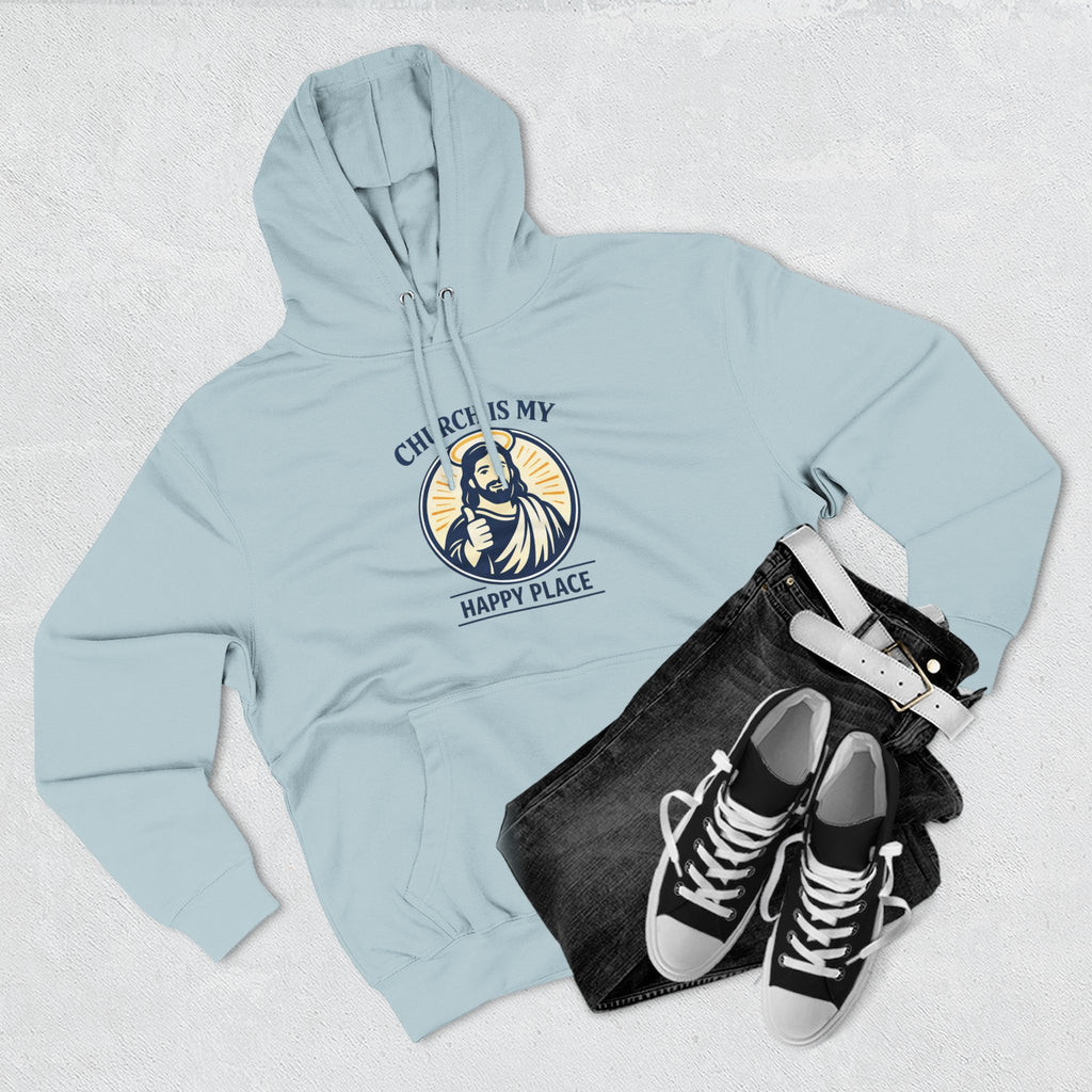 Church Is My Happy Place Hoodie - Christian Faith Graphic Hoodie