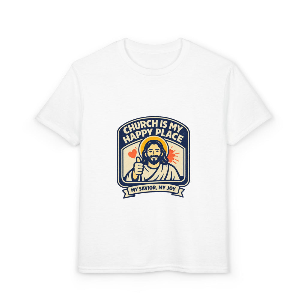 "Church Is My Happy Place" Kids Christian Tee
