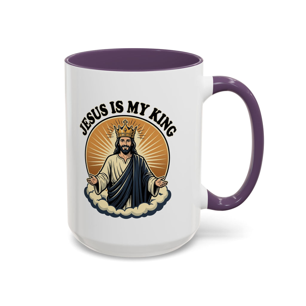 Jesus Is My King Accent Coffee Mug — Christian Religious Ceramic Mug (11/15oz)