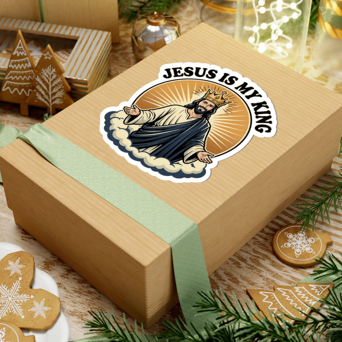 Jesus Is My King Sticker — Christian Faith Kiss-Cut Decal