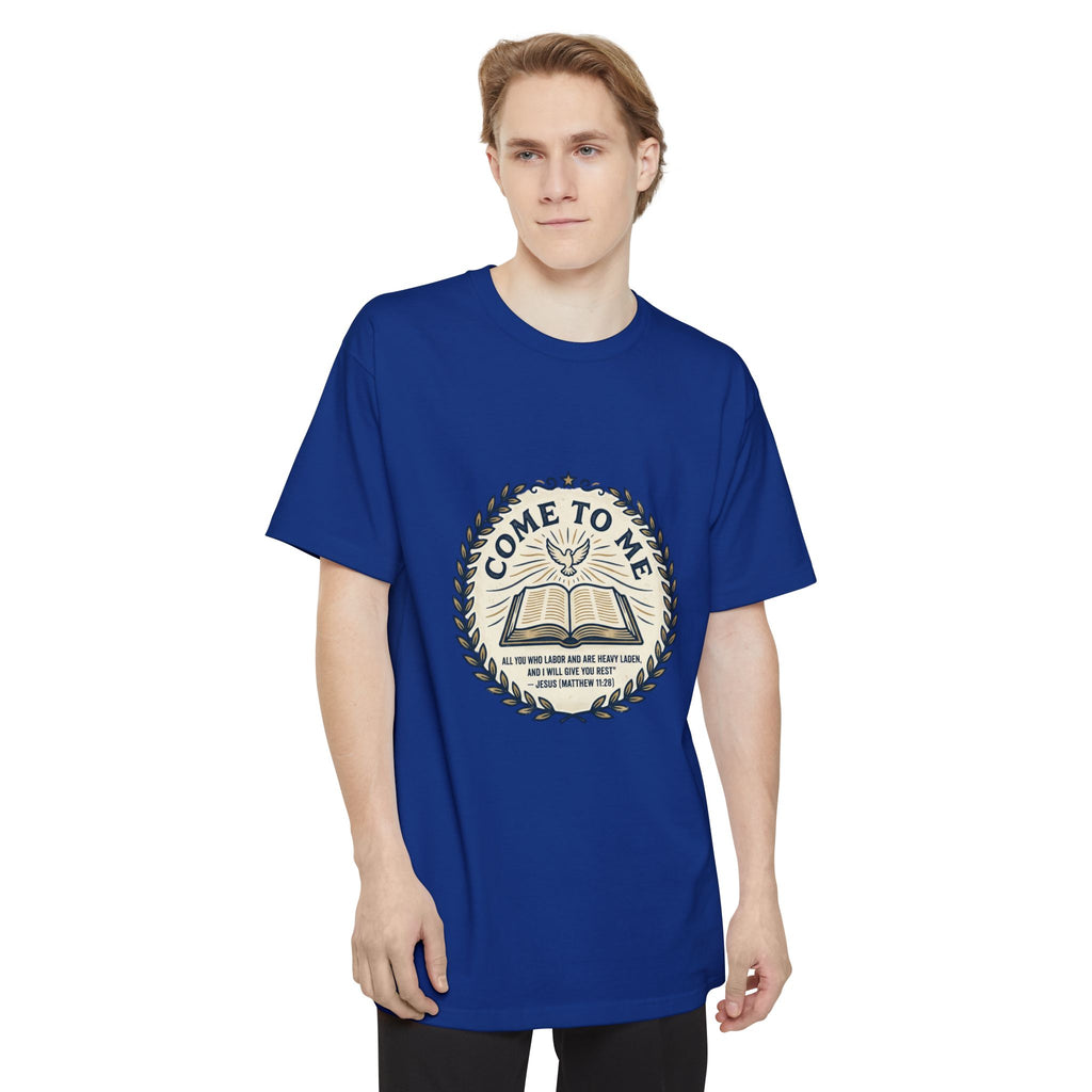 Come to Me - Matthew 11:28 Bible Verse T-Shirt (Big & Tall) — Christian Faith Graphic Tee