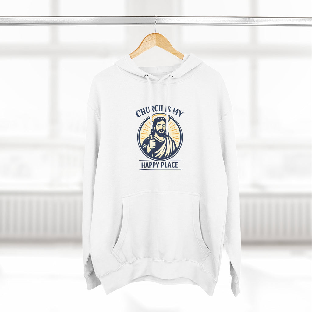 Church Is My Happy Place Hoodie - Christian Faith Graphic Hoodie