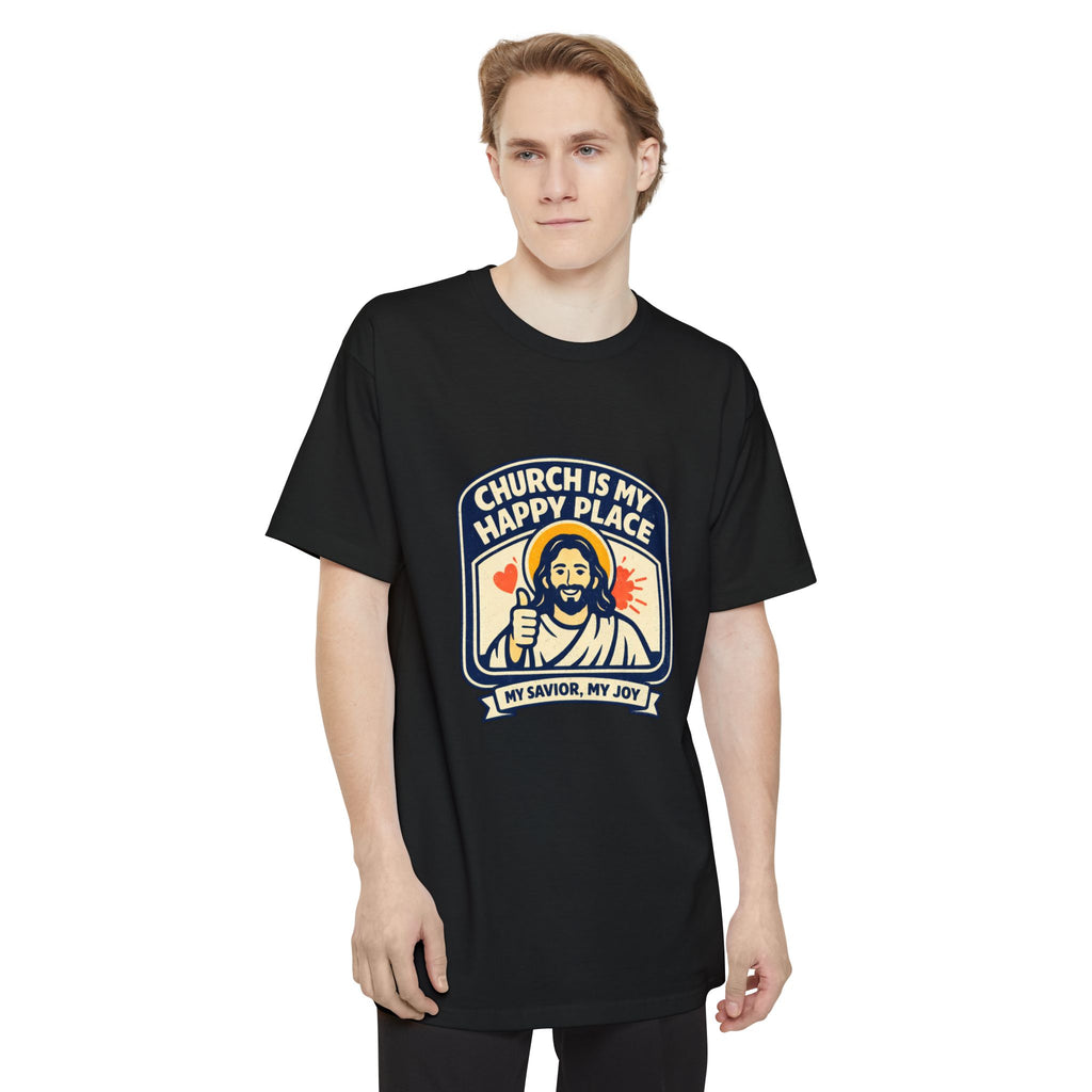 Church Is My Happy Place T-Shirt (Big & Tall) — Christian Faith Graphic Tee