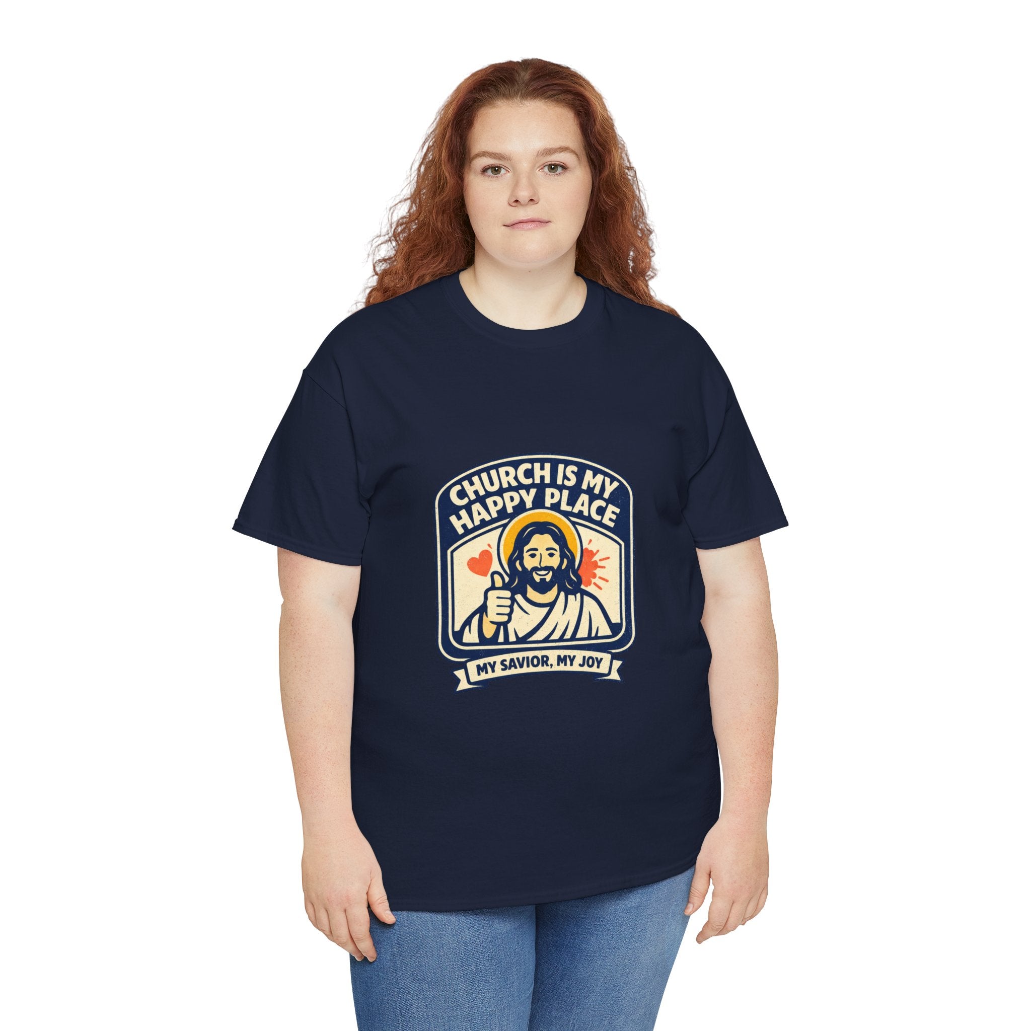 Church Is My Happy Place T-Shirt — Christian Faith Tee (My Savior, My Joy)