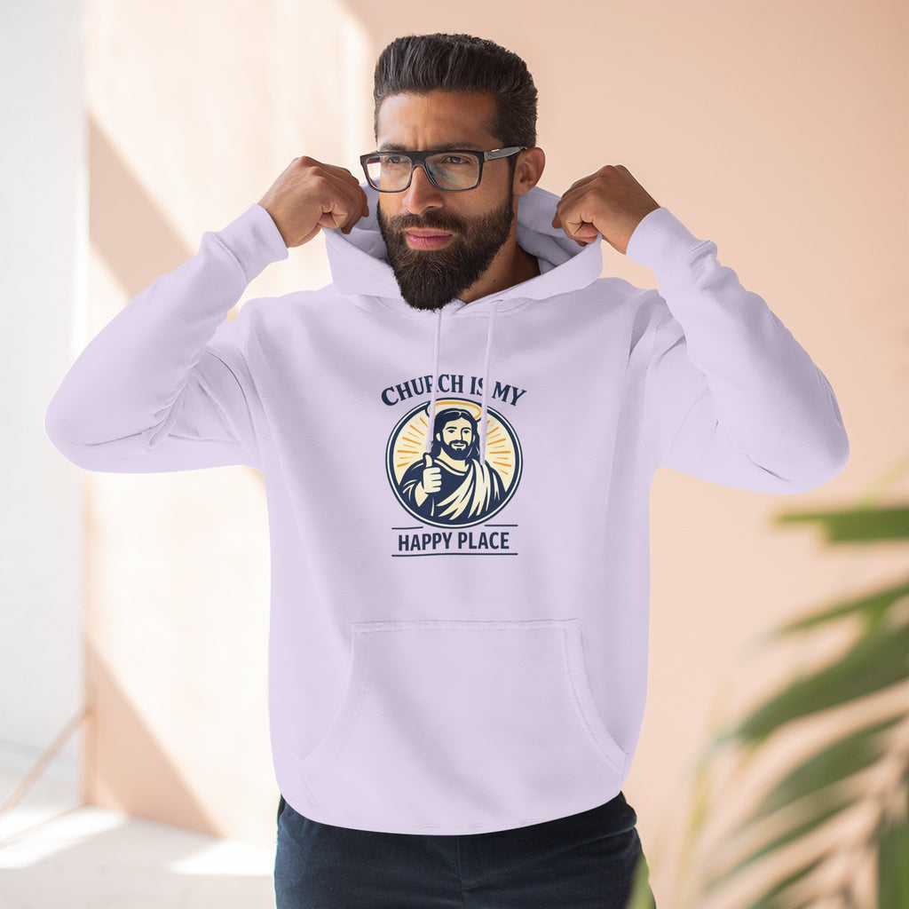 Church Is My Happy Place Hoodie - Christian Faith Graphic Hoodie