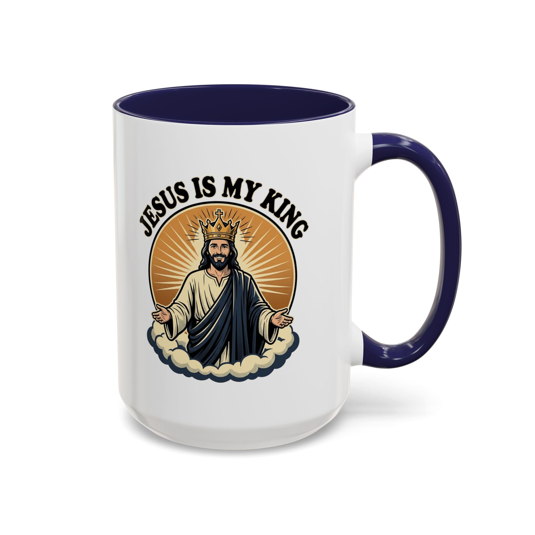 Jesus Is My King Accent Coffee Mug — Christian Religious Ceramic Mug (11/15oz)