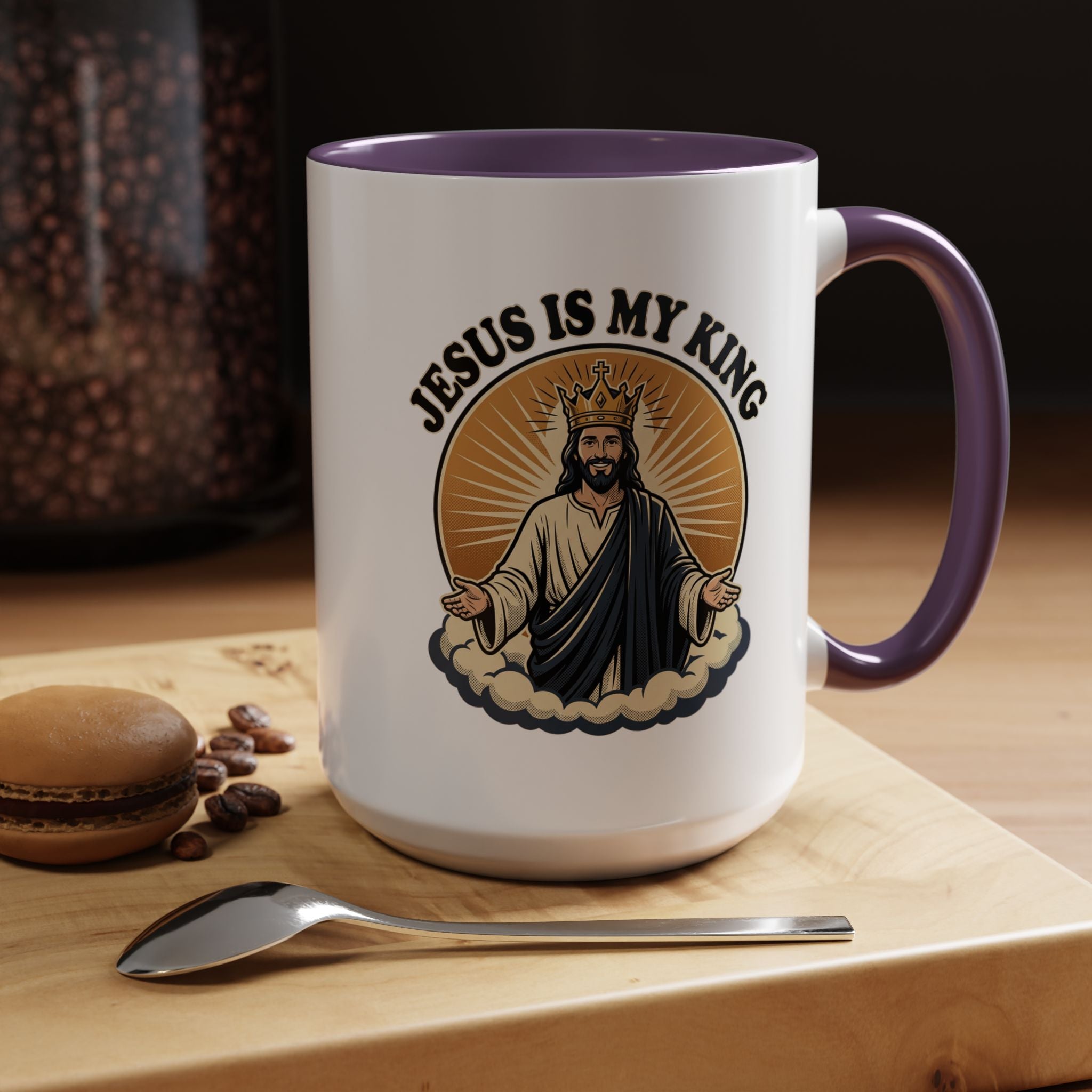 Jesus Is My King Accent Coffee Mug — Christian Religious Ceramic Mug (11/15oz)