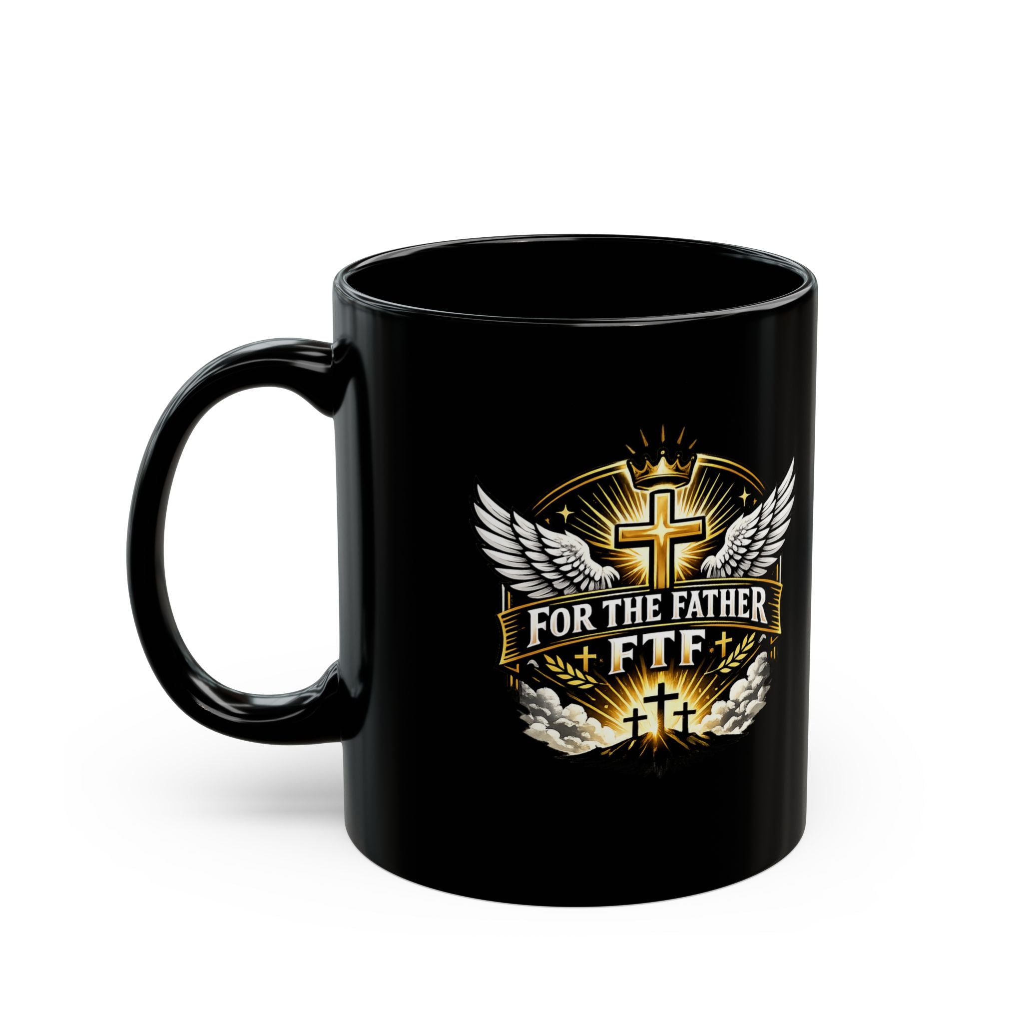 Jesus Is My Hero Black Mug — Christian Faith Coffee Cup (11oz/15oz)