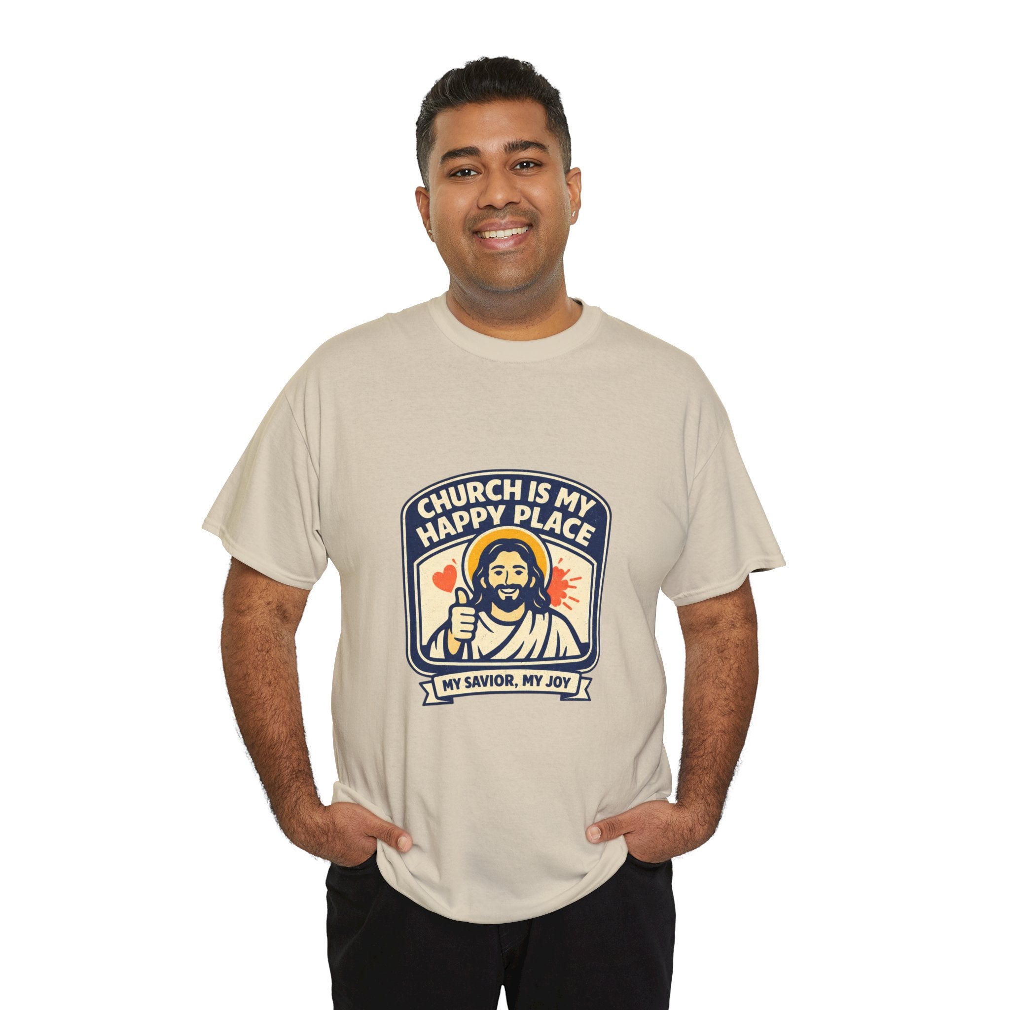 Church Is My Happy Place T-Shirt — Christian Faith Tee (My Savior, My Joy)