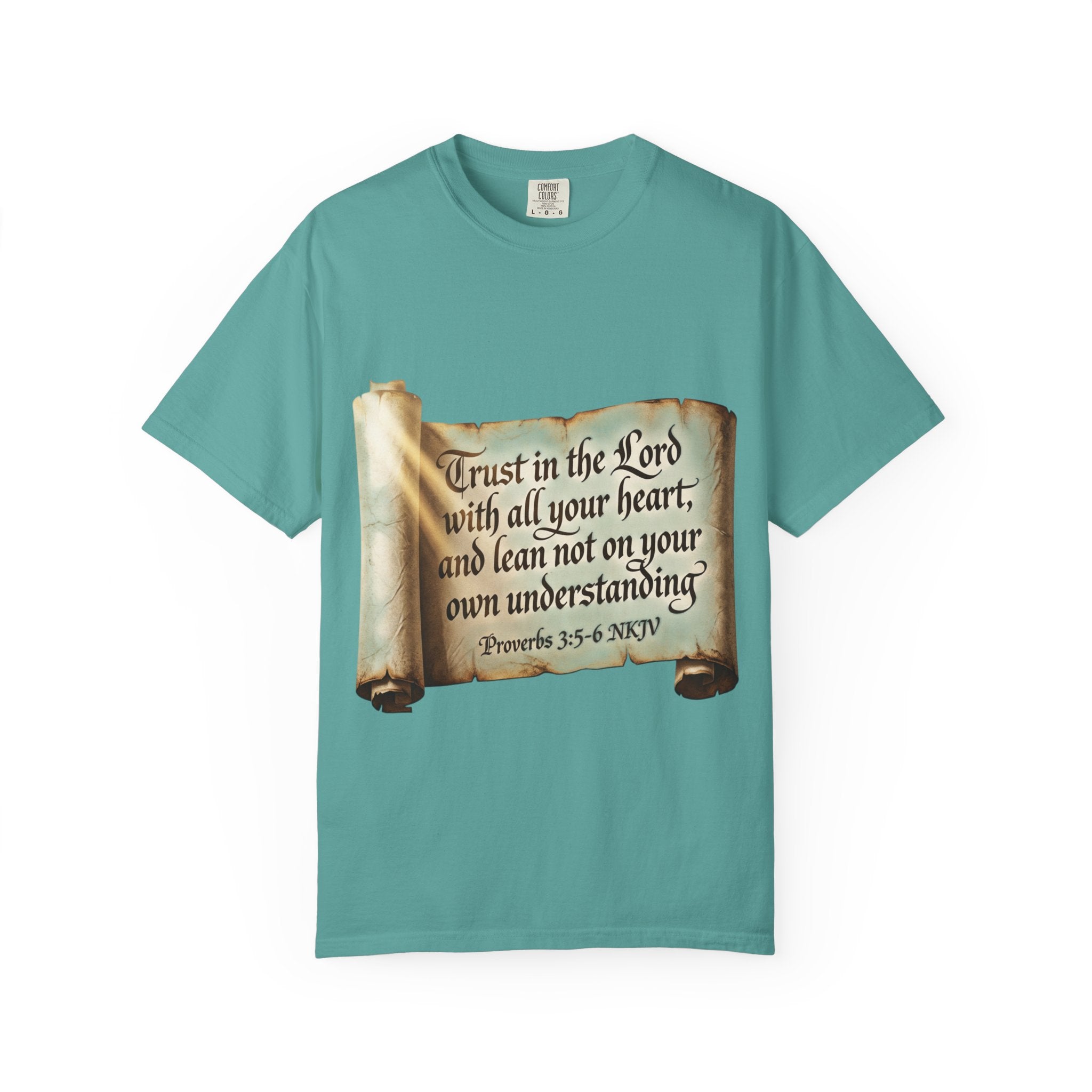 Proverbs 3:5-6 Trust in the Lord T-shirt Scroll Design