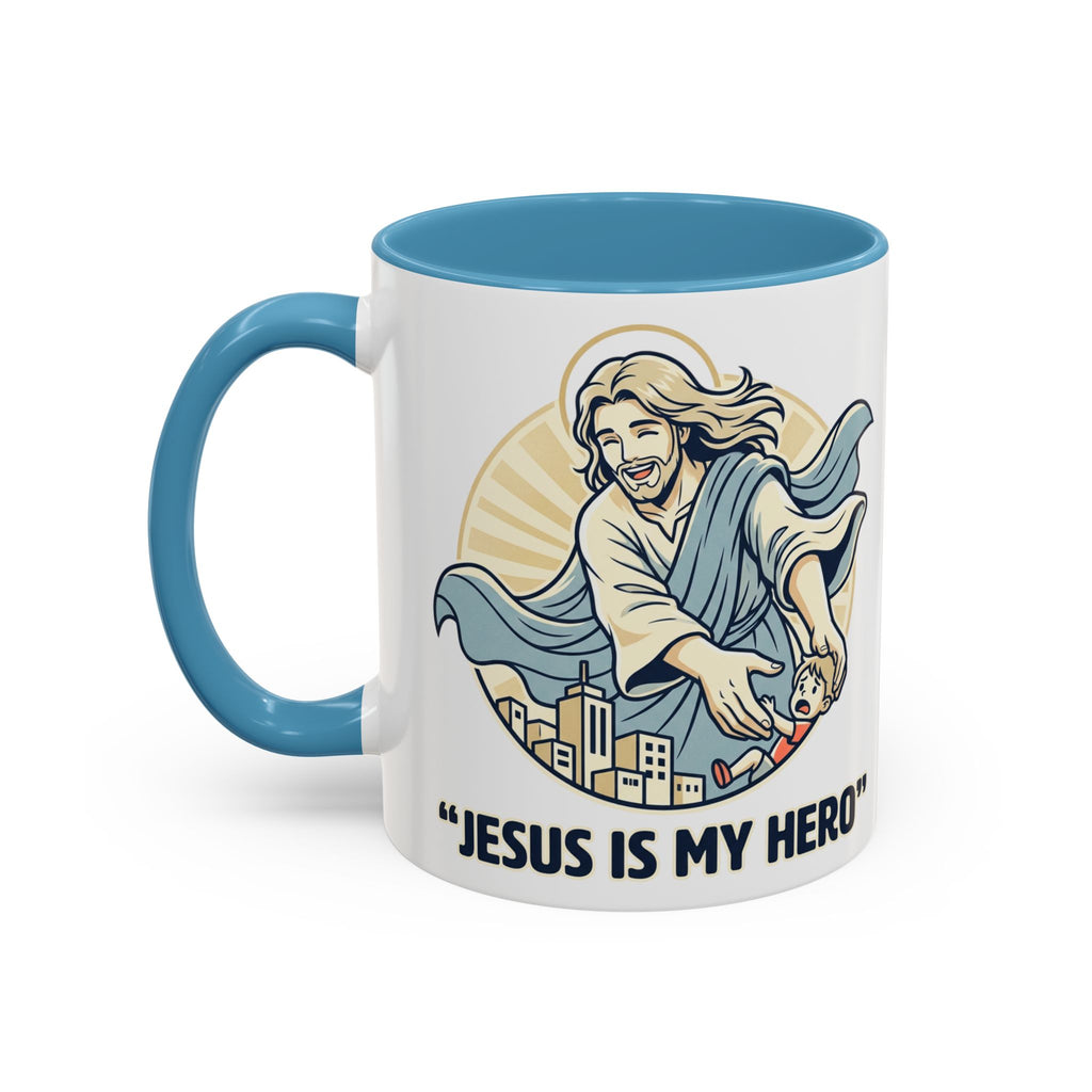 Jesus is my Hero - Accent Coffee Mug (11, 15oz)