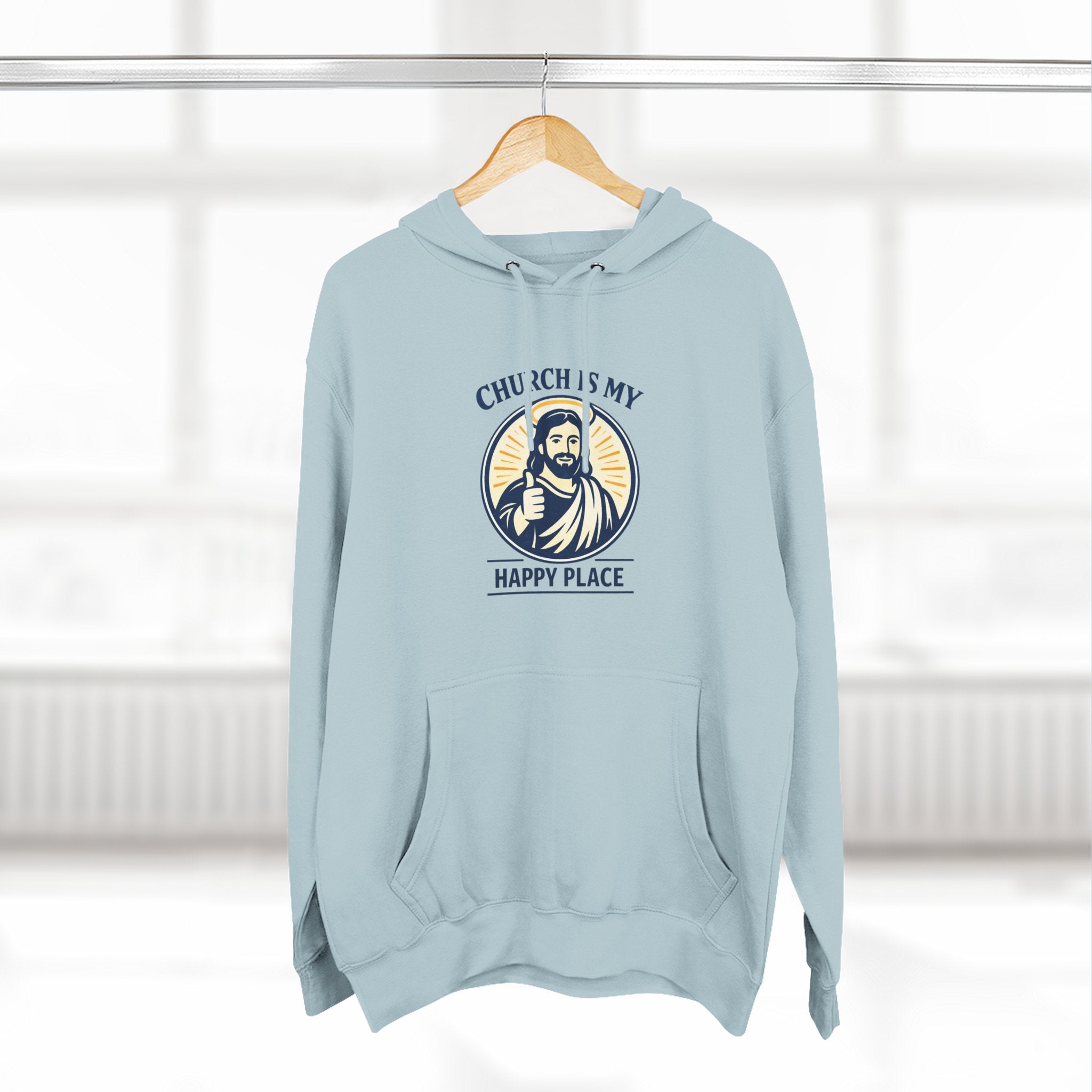 Church Is My Happy Place Hoodie - Christian Faith Graphic Hoodie