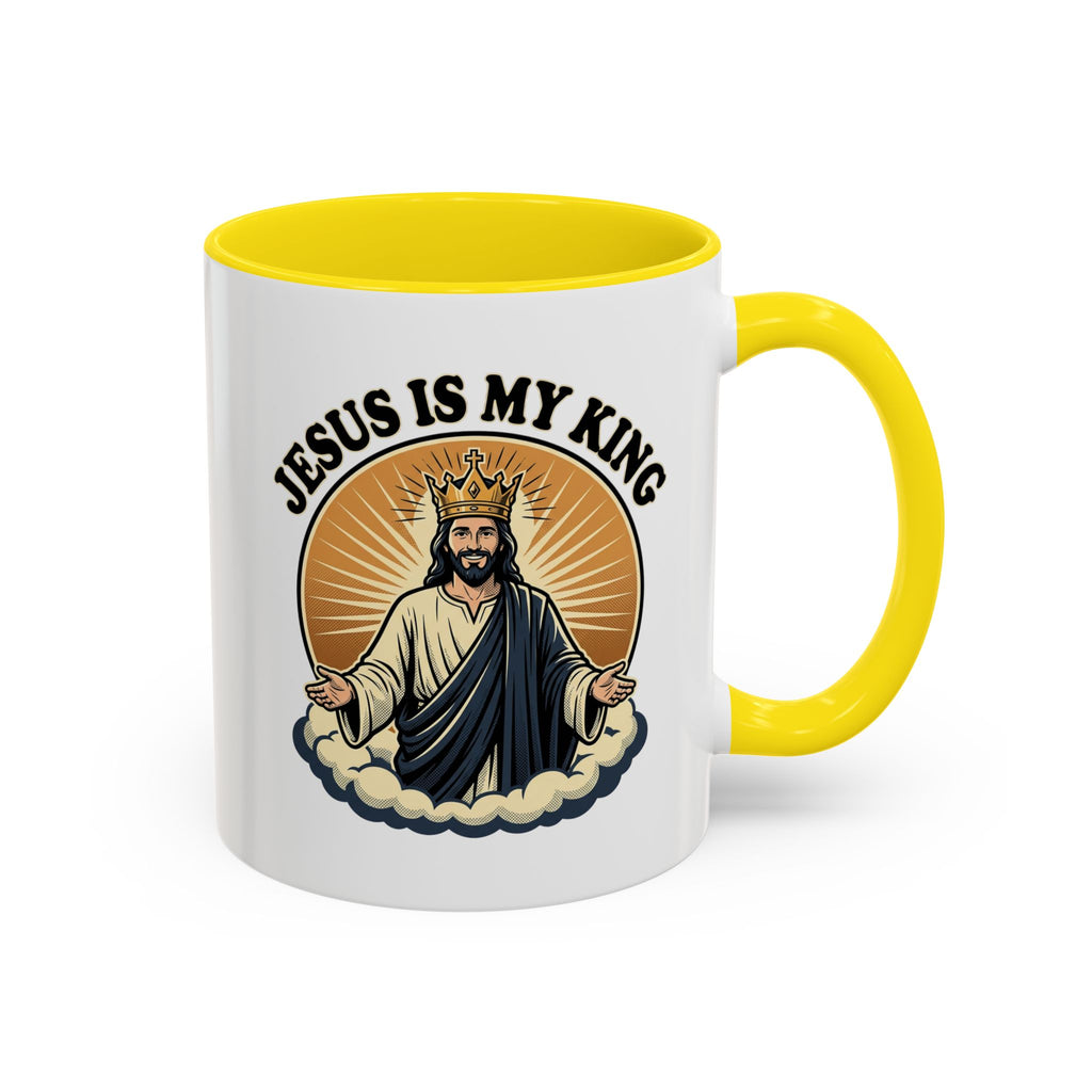 Jesus Is My King Accent Coffee Mug — Christian Religious Ceramic Mug (11/15oz)