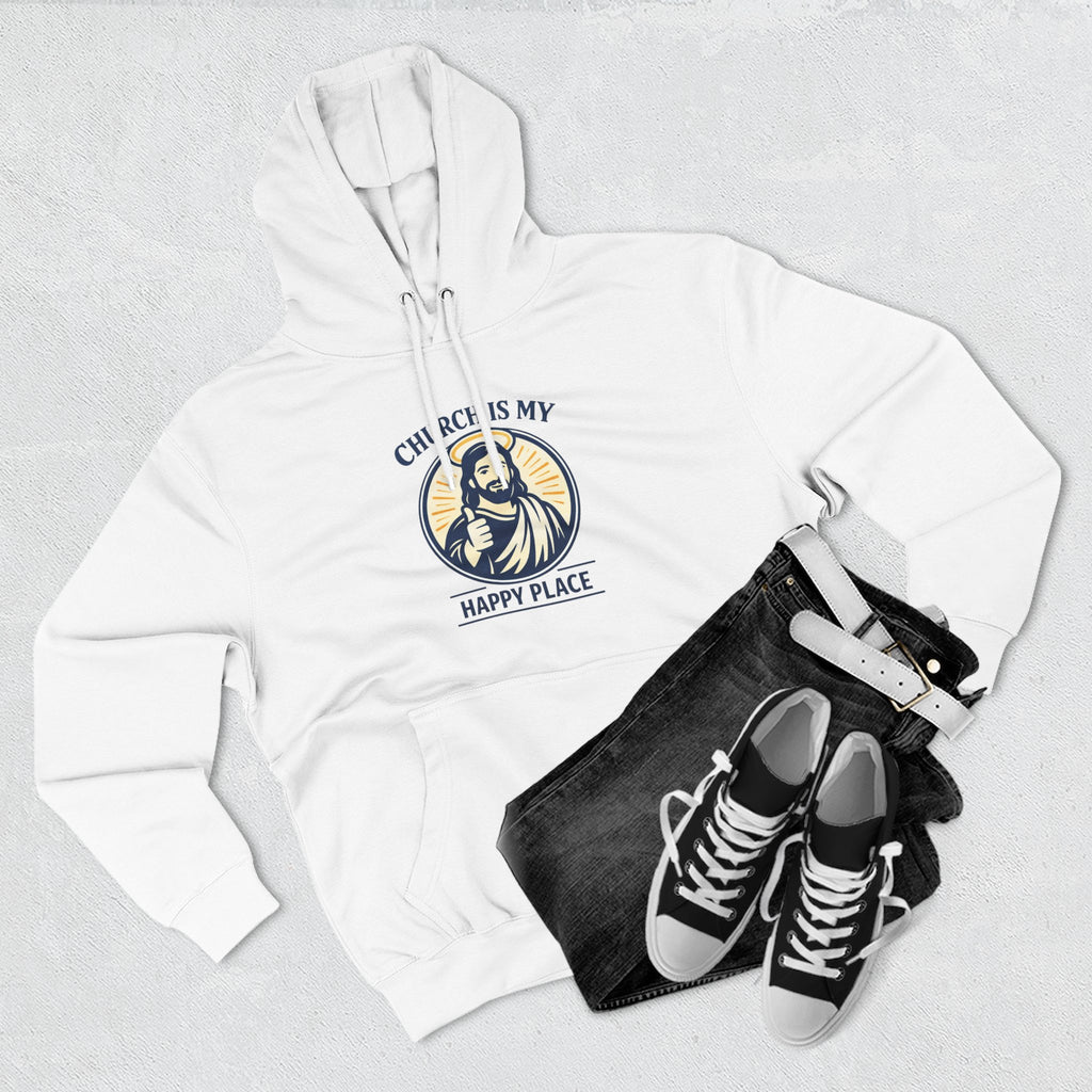 Church Is My Happy Place Hoodie - Christian Faith Graphic Hoodie