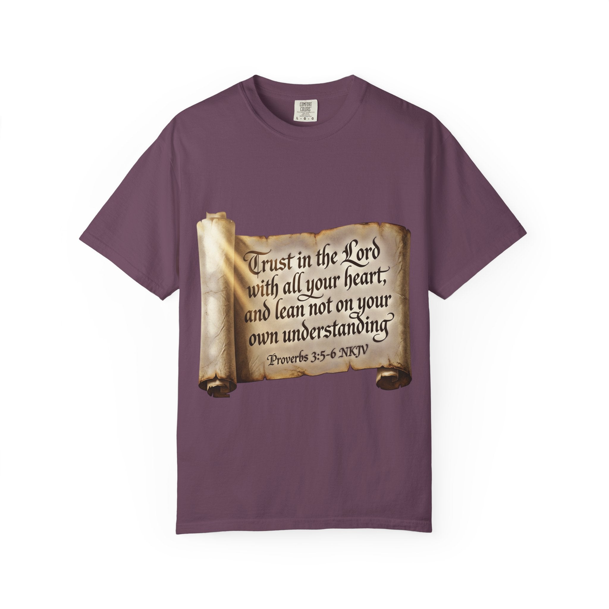 Proverbs 3:5-6 Trust in the Lord T-shirt Scroll Design