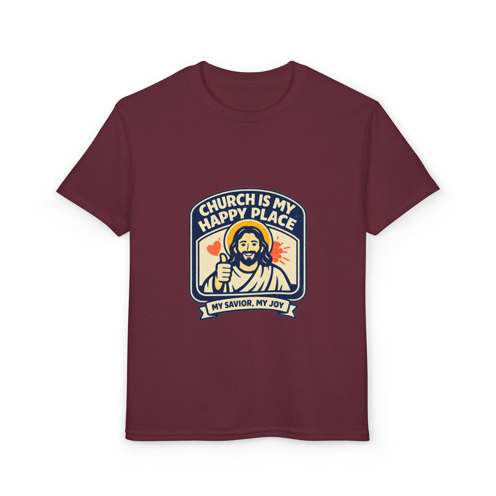 "Church Is My Happy Place" Kids Christian Tee