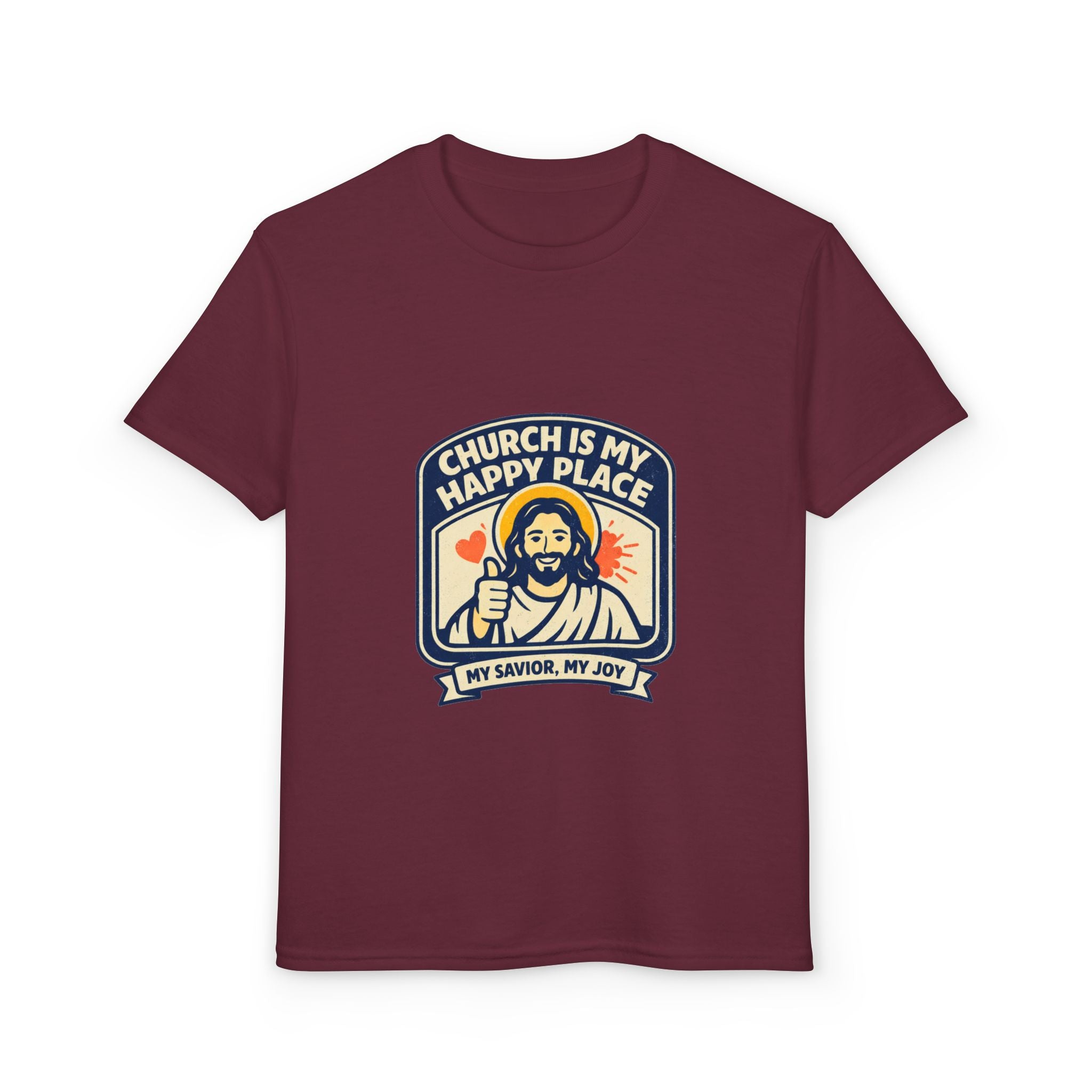 "Church Is My Happy Place" Kids Christian Tee