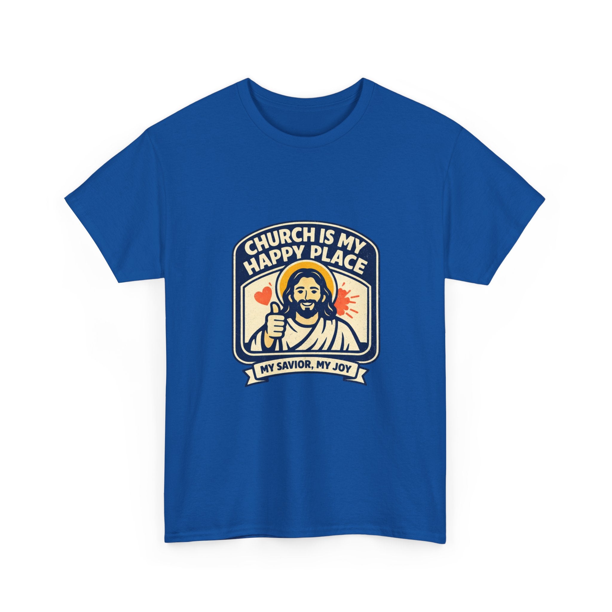 Church Is My Happy Place T-Shirt — Christian Faith Tee (My Savior, My Joy)