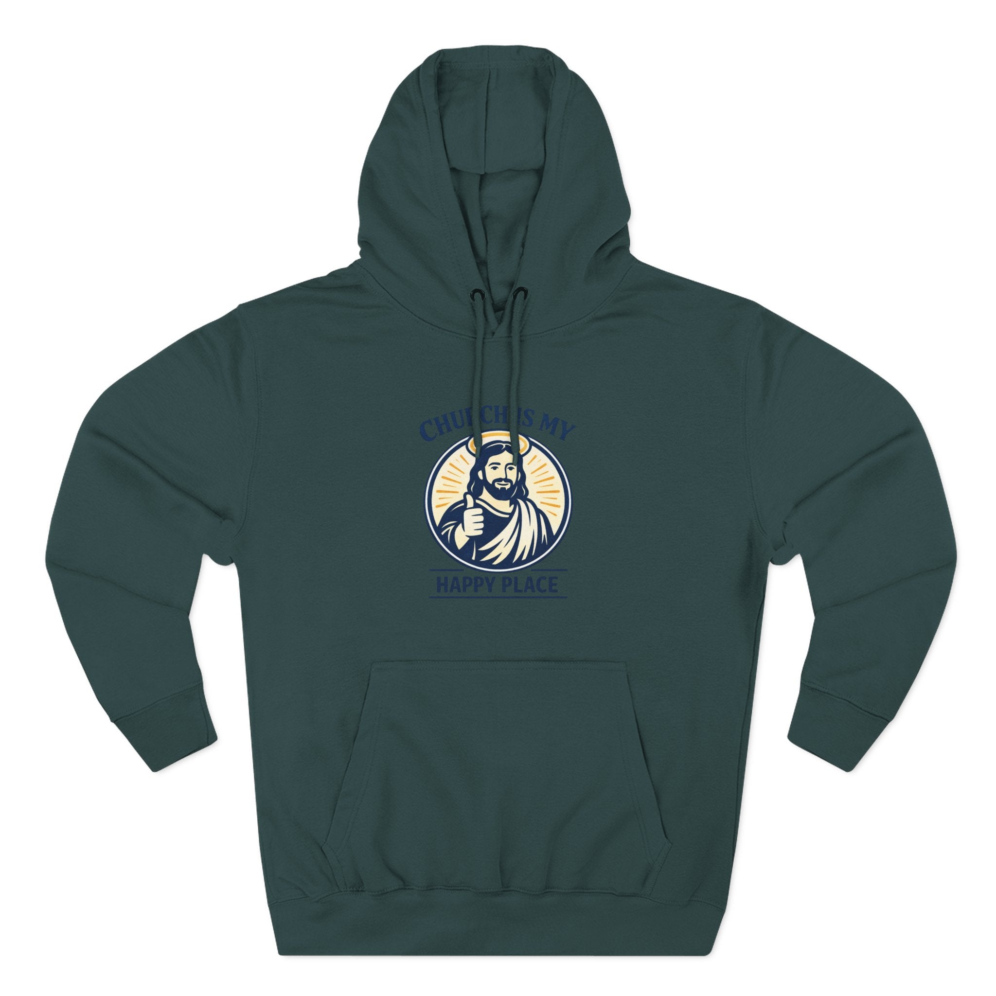Church Is My Happy Place Hoodie - Christian Faith Graphic Hoodie