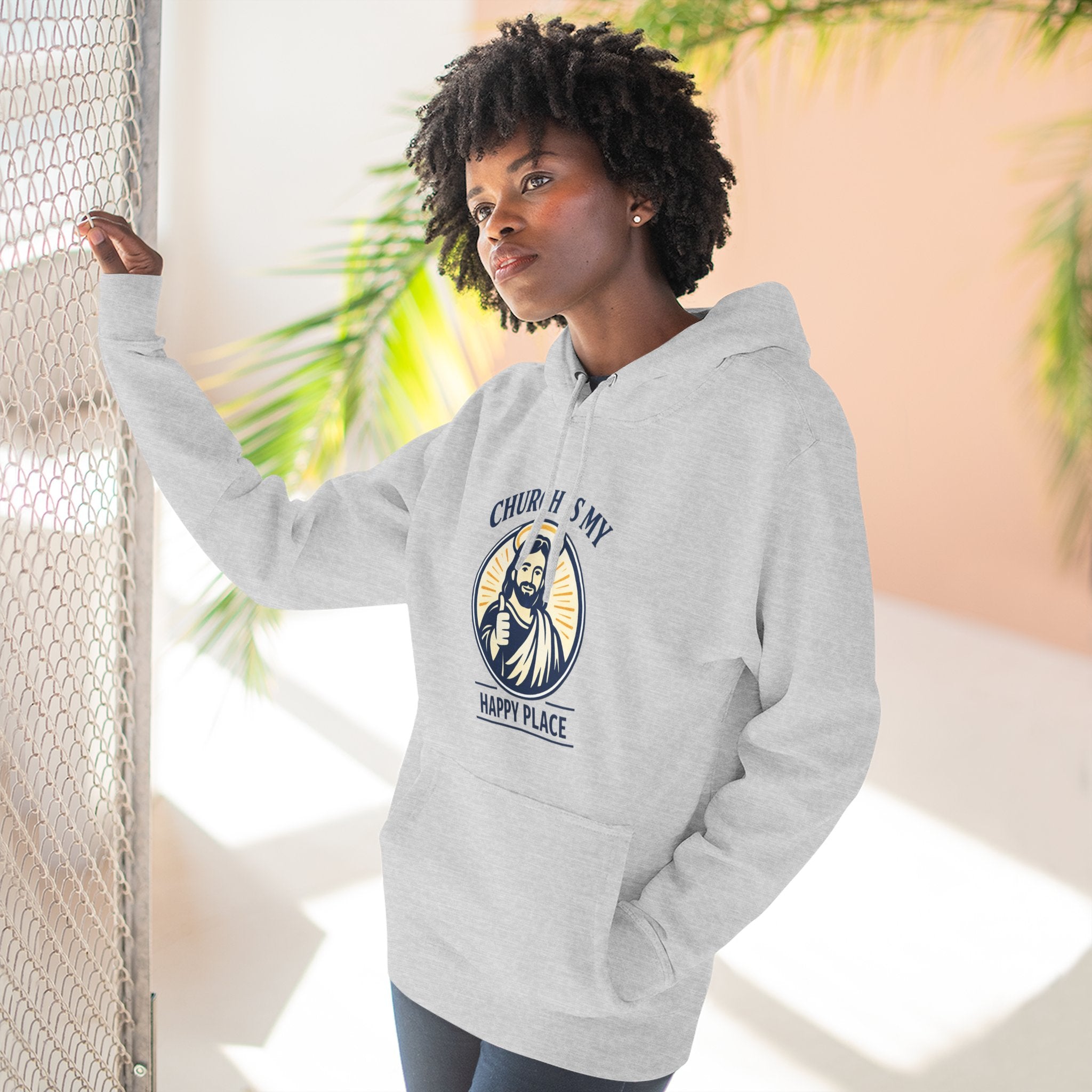 Church Is My Happy Place Hoodie - Christian Faith Graphic Hoodie