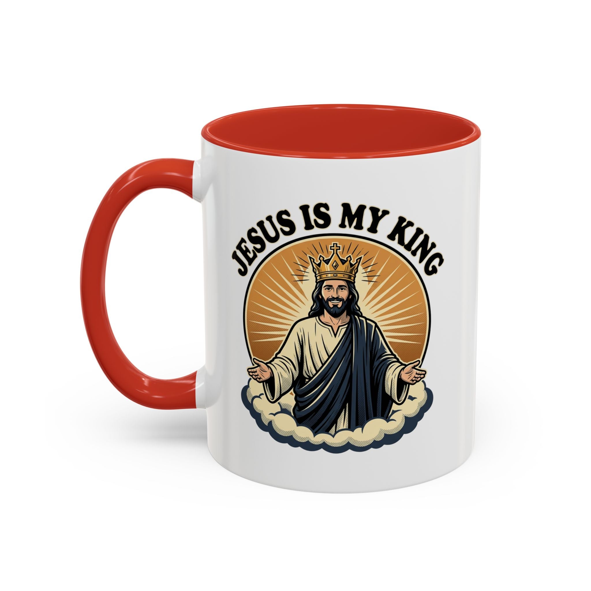 Jesus Is My King Accent Coffee Mug — Christian Religious Ceramic Mug (11/15oz)