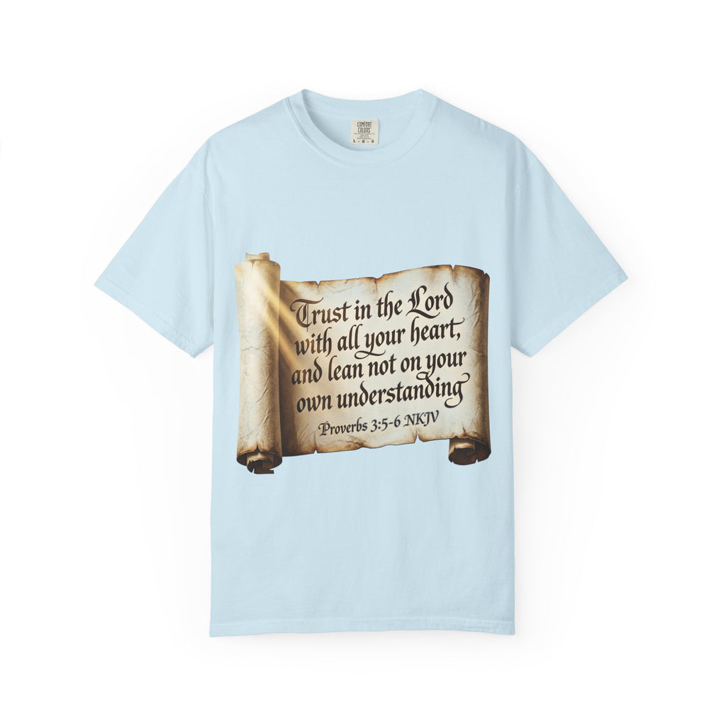Proverbs 3:5-6 Trust in the Lord T-shirt Scroll Design