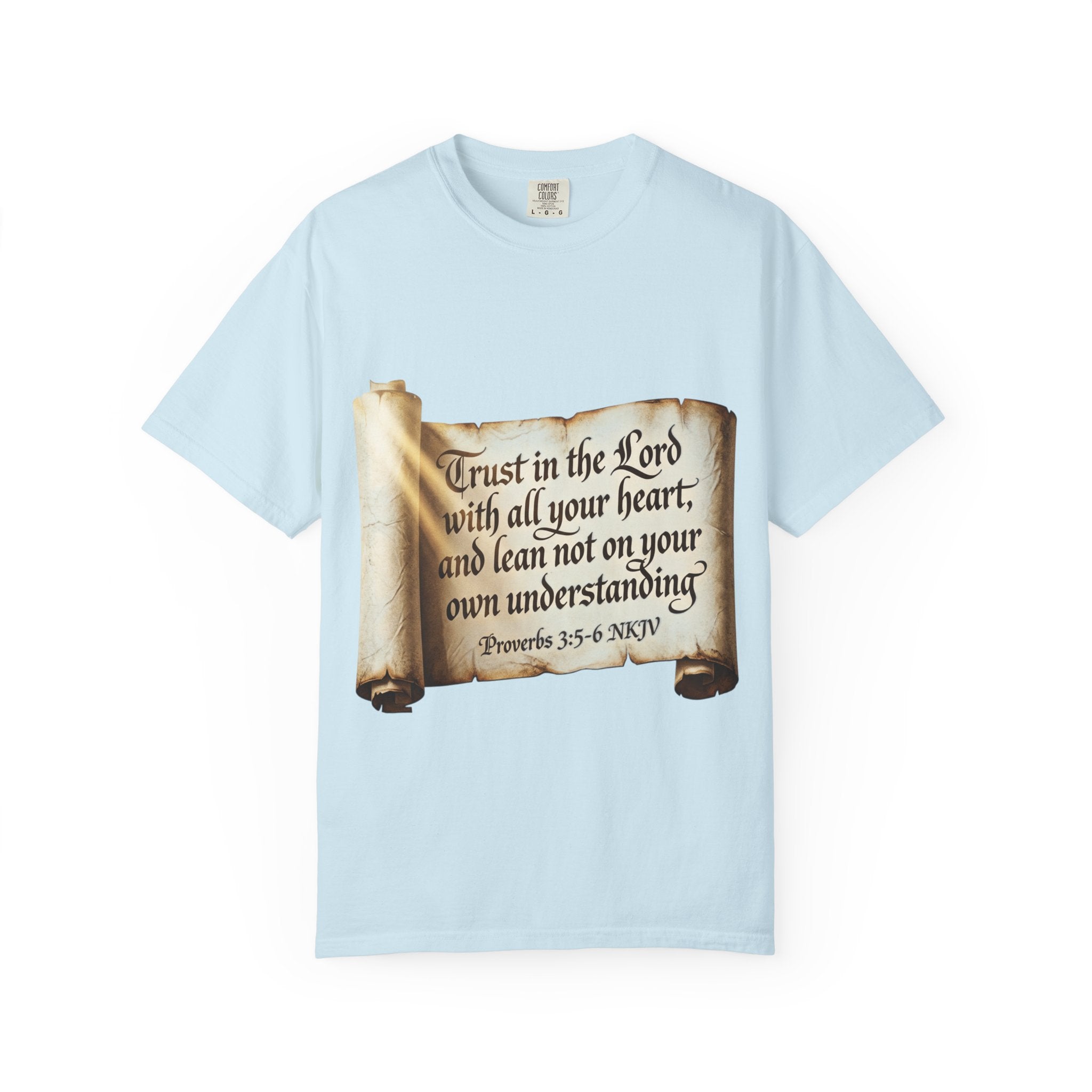 Proverbs 3:5-6 Trust in the Lord T-shirt Scroll Design