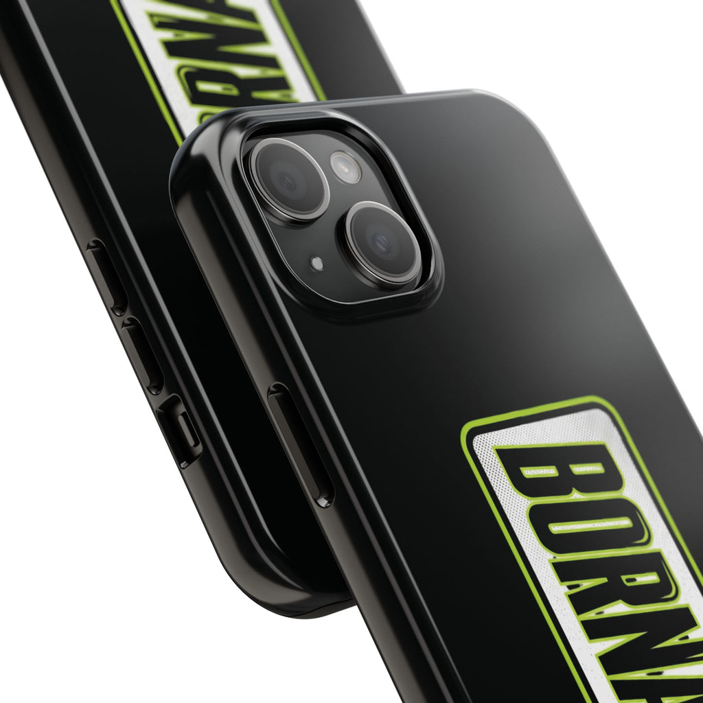 BORNAGAIN vertical logo Phone Case | Black protective tough case