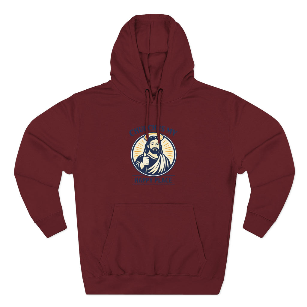 Church Is My Happy Place Hoodie - Christian Faith Graphic Hoodie