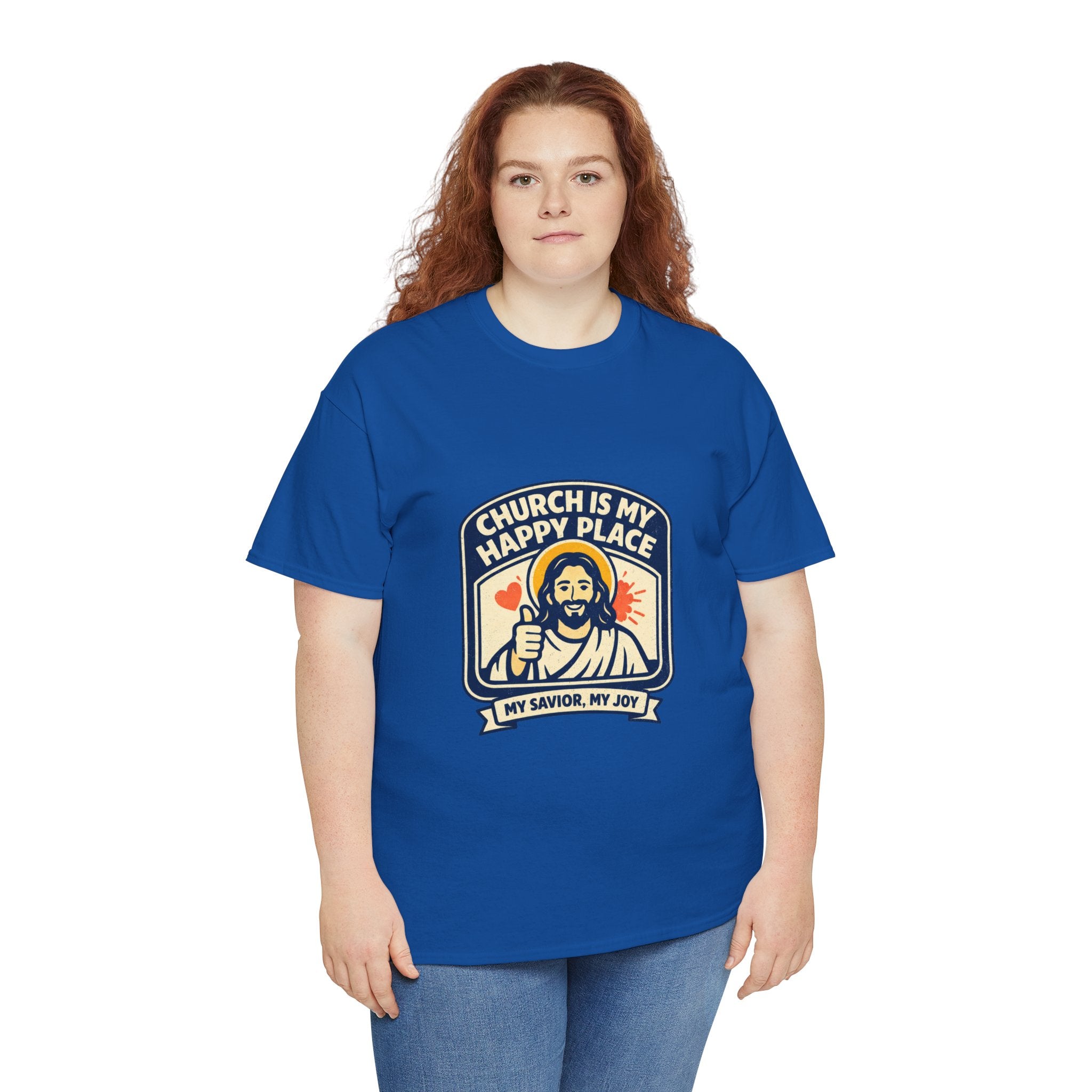 Church Is My Happy Place T-Shirt — Christian Faith Tee (My Savior, My Joy)