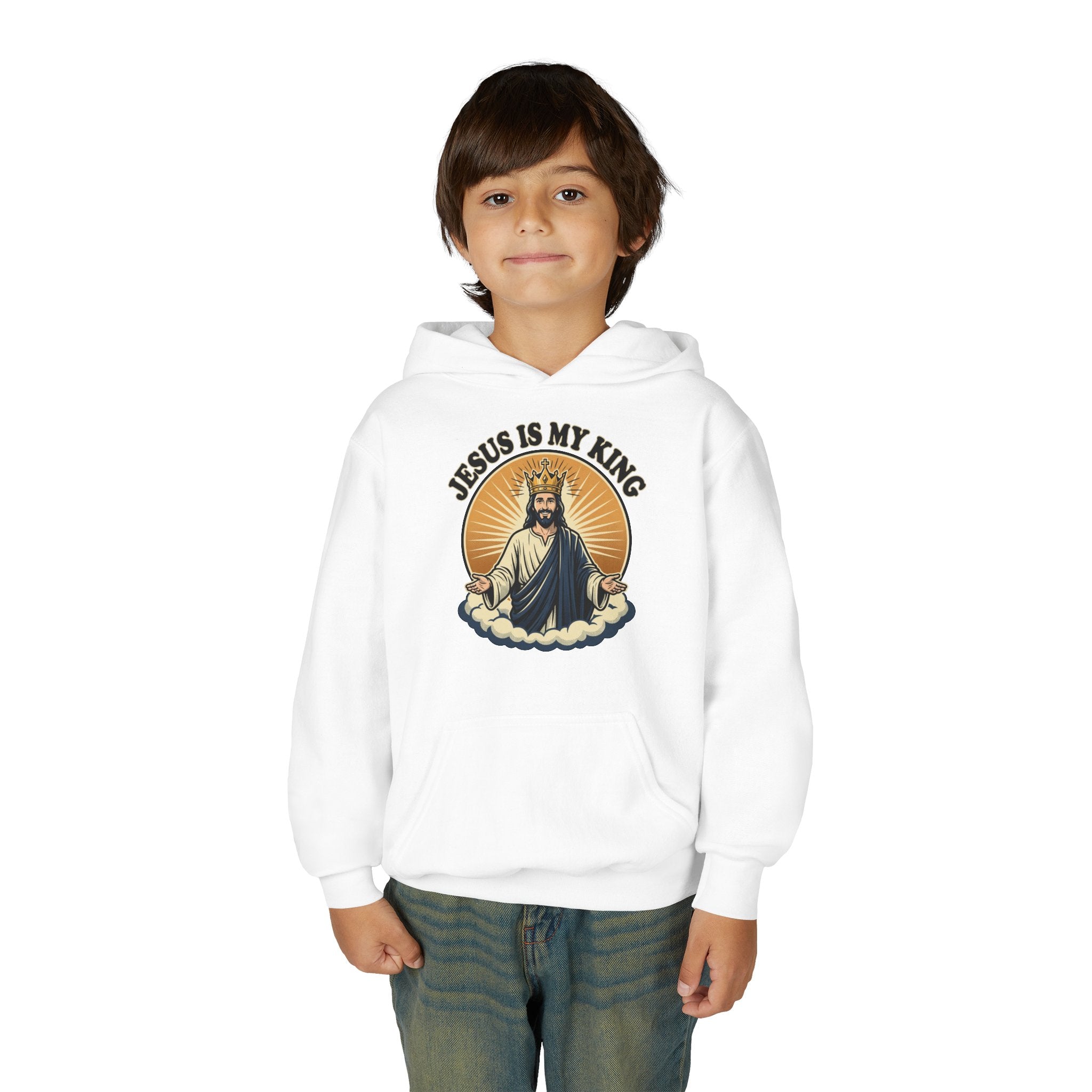 "Jesus Is My King" Youth Hoodie, Christian Faith Pullover