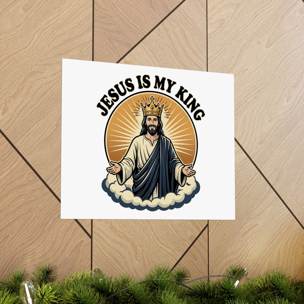 Jesus Is My King Poster — Crowned Christ Wall Art for Christian Home & Church Decor