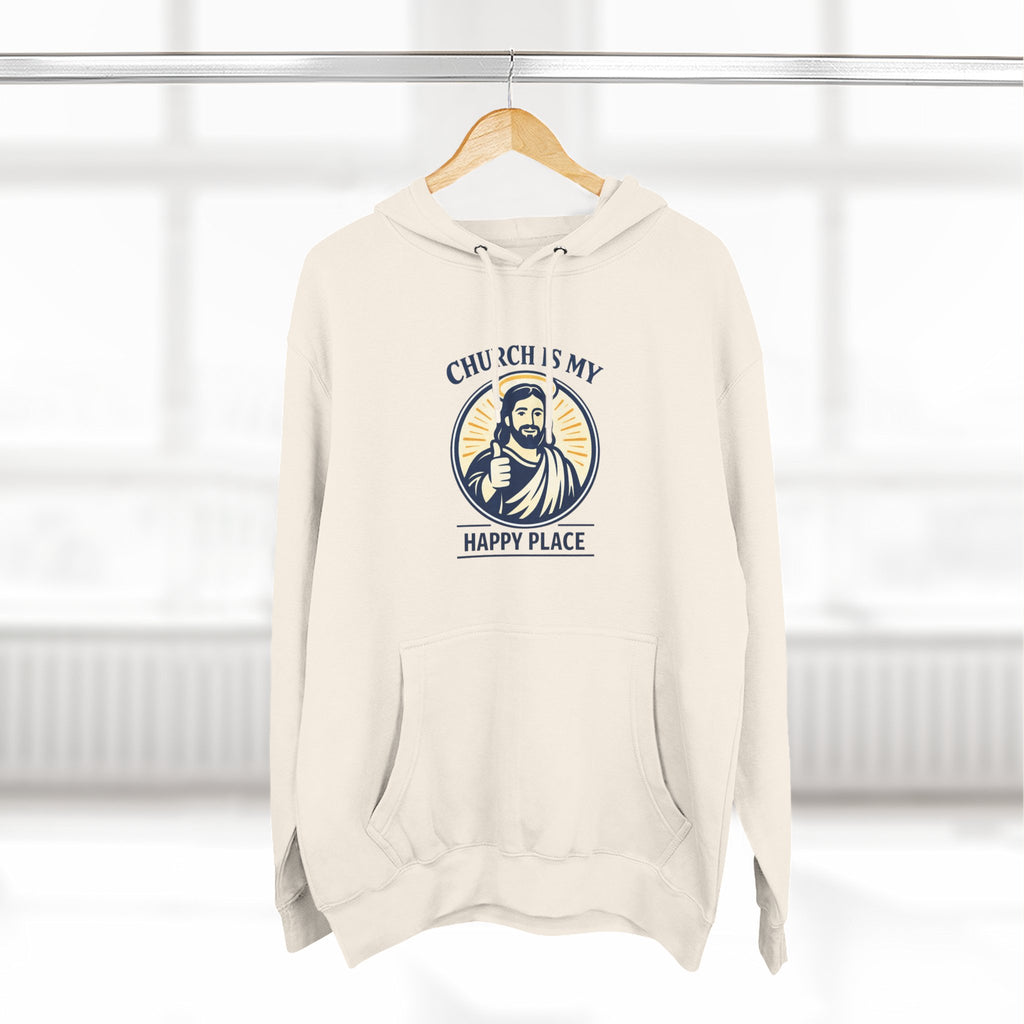Church Is My Happy Place Hoodie - Christian Faith Graphic Hoodie