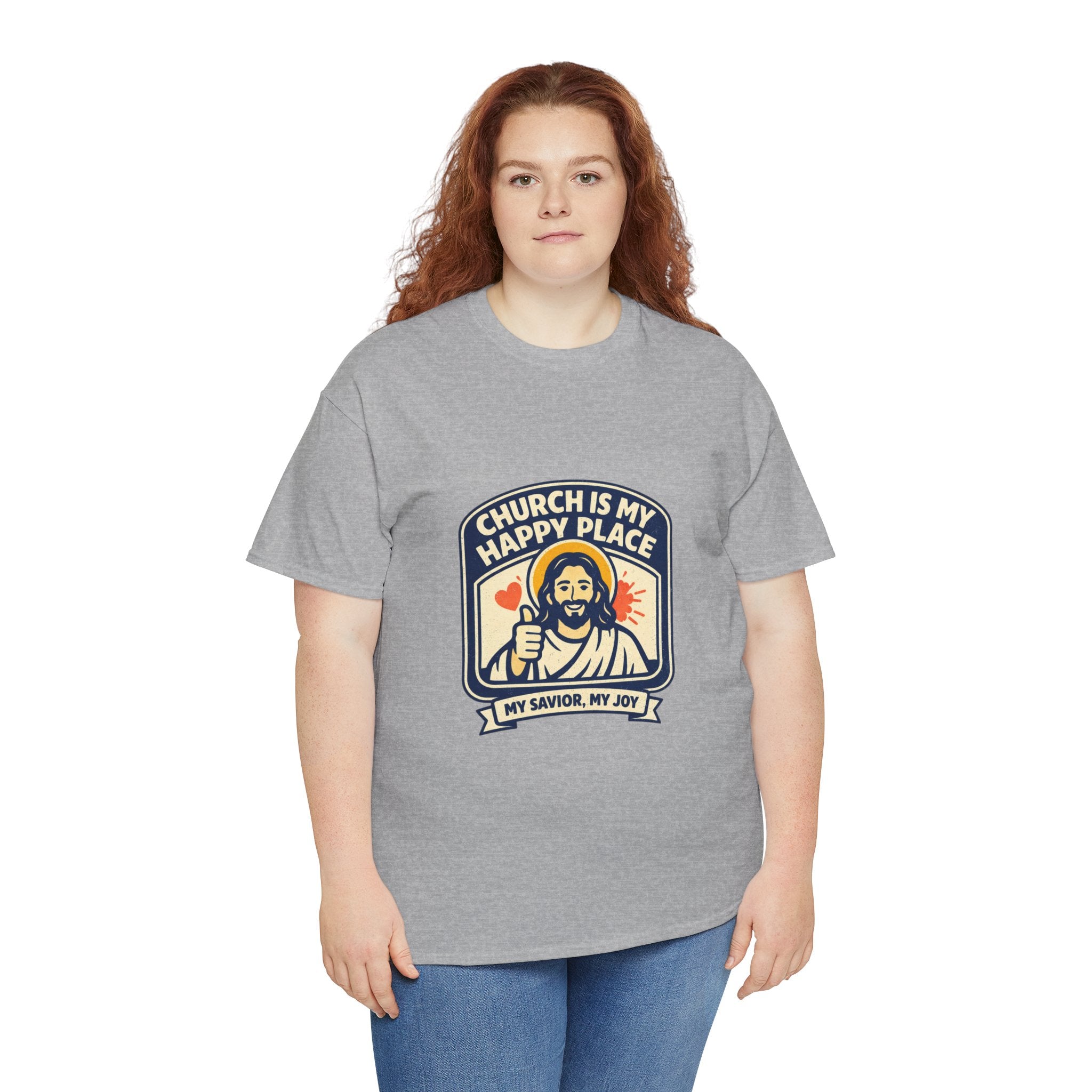 Church Is My Happy Place T-Shirt — Christian Faith Tee (My Savior, My Joy)