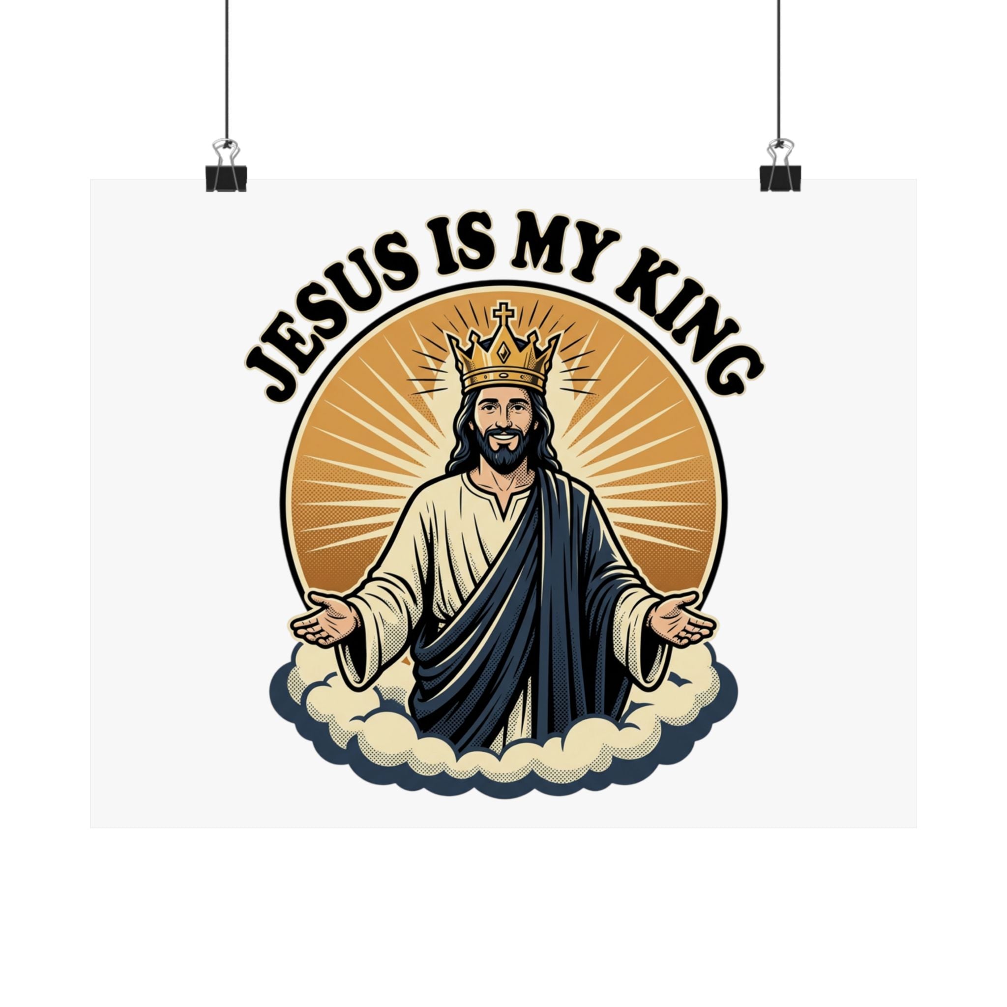 Jesus Is My King Poster — Crowned Christ Wall Art for Christian Home & Church Decor