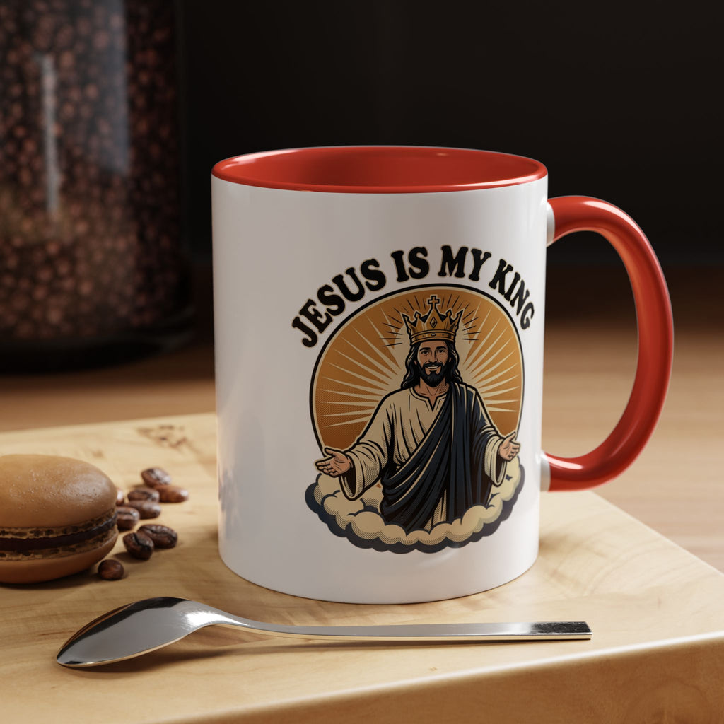 Jesus Is My King Accent Coffee Mug — Christian Religious Ceramic Mug (11/15oz)