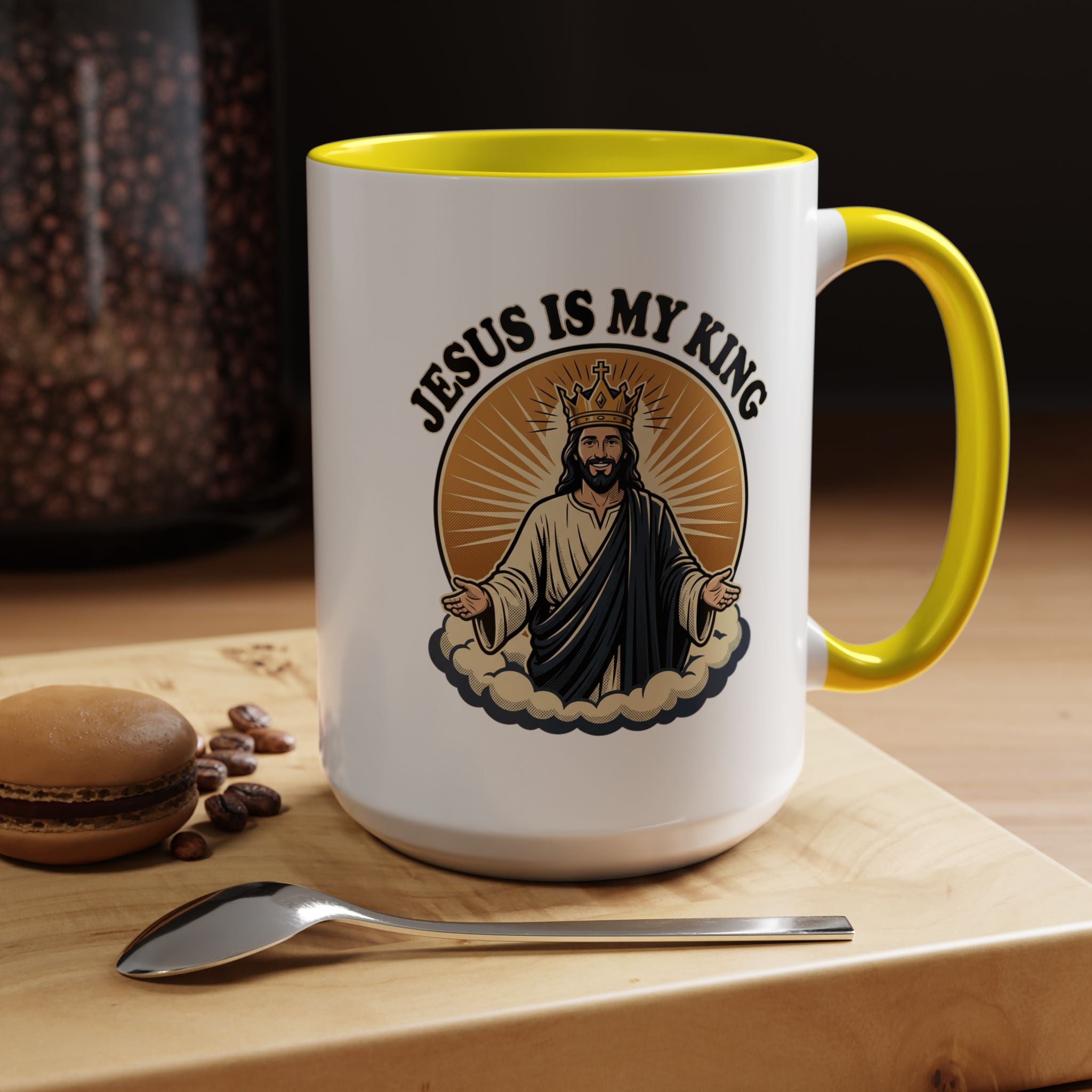 Jesus Is My King Accent Coffee Mug — Christian Religious Ceramic Mug (11/15oz)