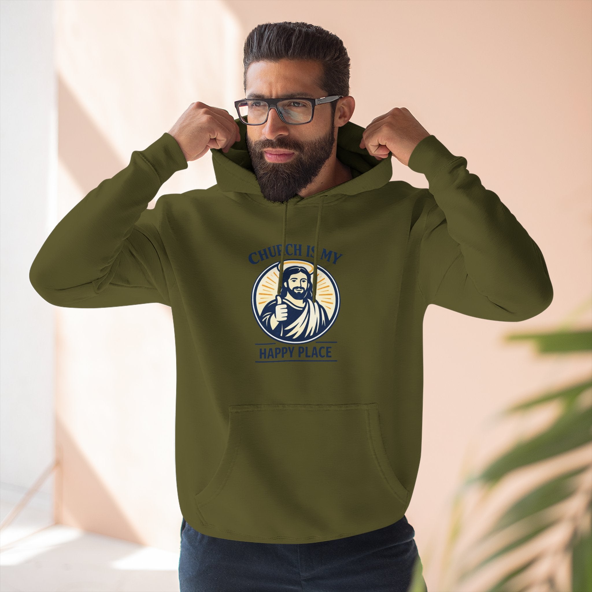 Church Is My Happy Place Hoodie - Christian Faith Graphic Hoodie
