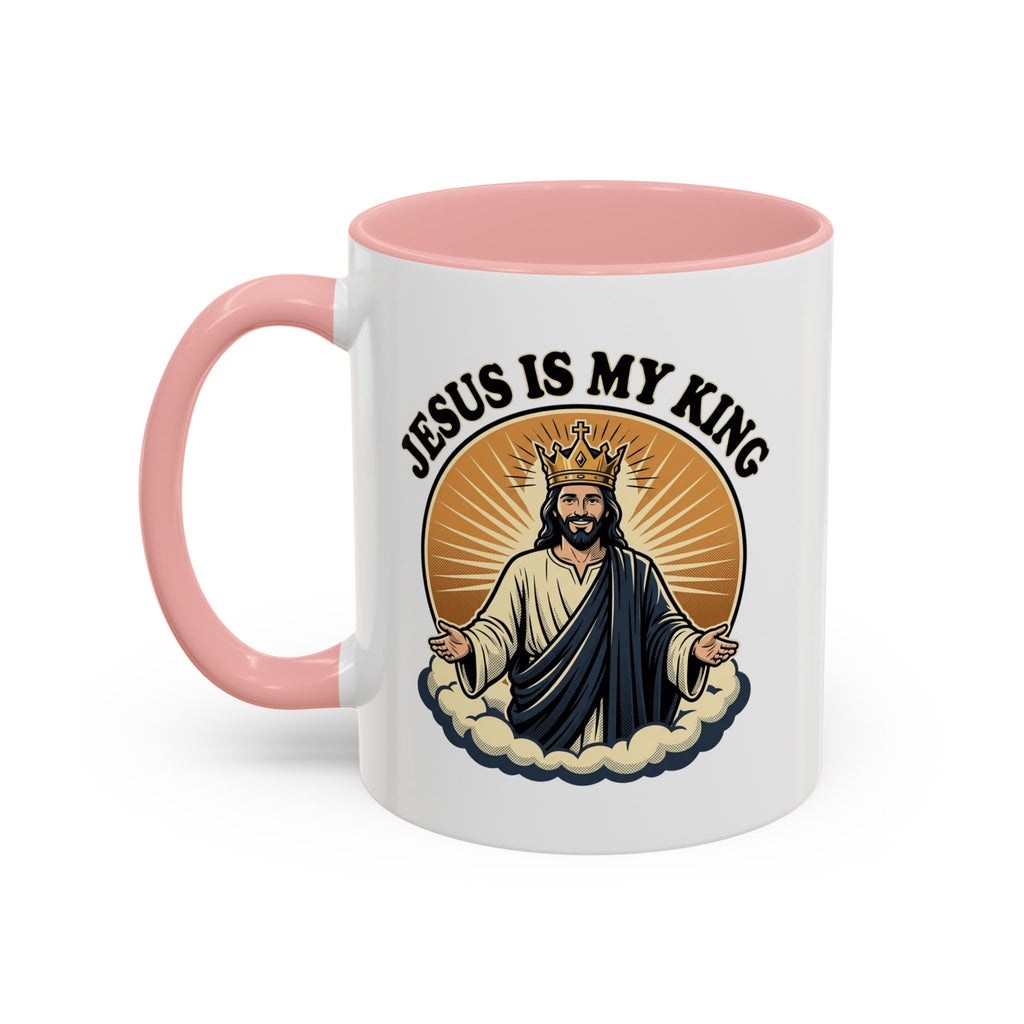 Jesus Is My King Accent Coffee Mug — Christian Religious Ceramic Mug (11/15oz)