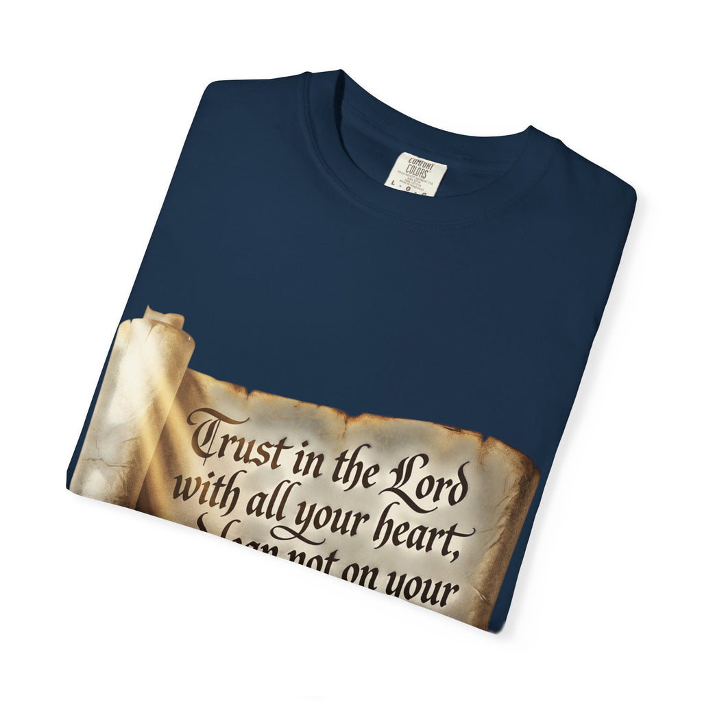 Proverbs 3:5-6 Trust in the Lord T-shirt Scroll Design