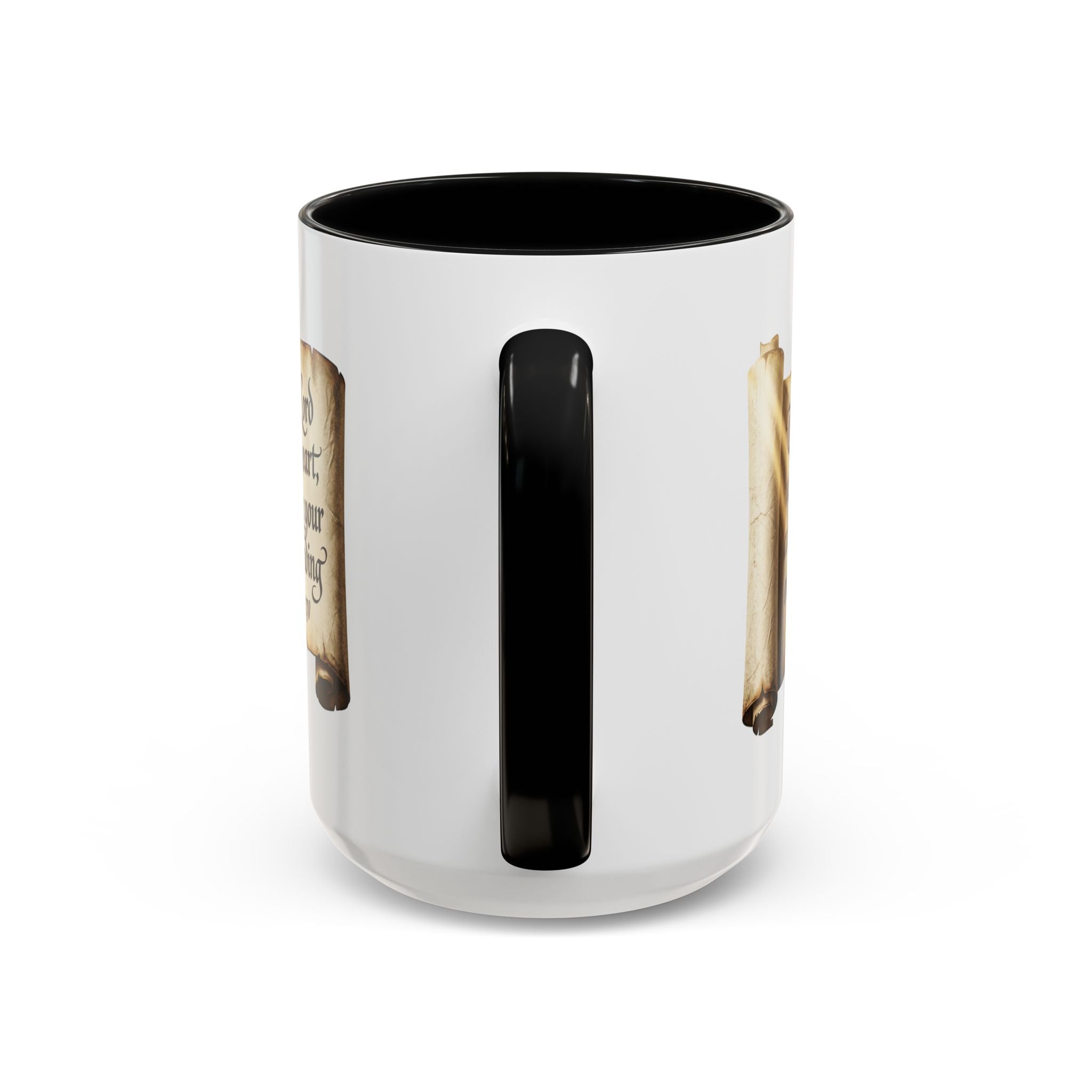 Proverbs 3:5-6 Scroll Accent Coffee Mug — Trust in the Lord Scripture Mug